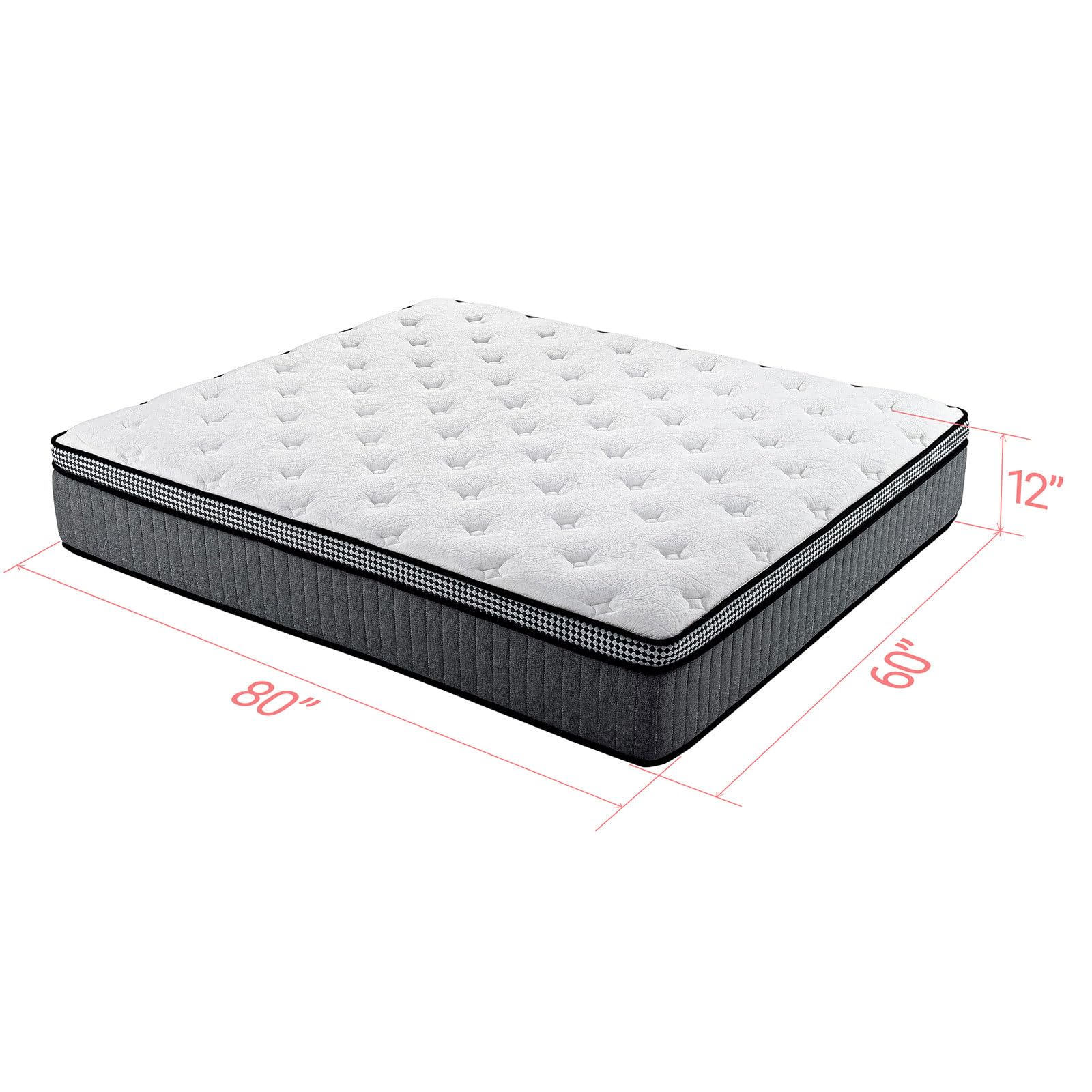 12 Inch Hybrid Queen Mattress in a Box - Gel Memory Foam & Pocket Springs for Motion Isolation - Medium Firm Support - CertiPUR-US Certified - 100-Night Trial - 60