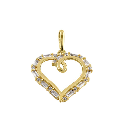 14K Solid Gold Elegant Open Heart CZ Pendant Necklace for Women - Perfect Gift for Valentine's Day, Anniversary & Special Occasions