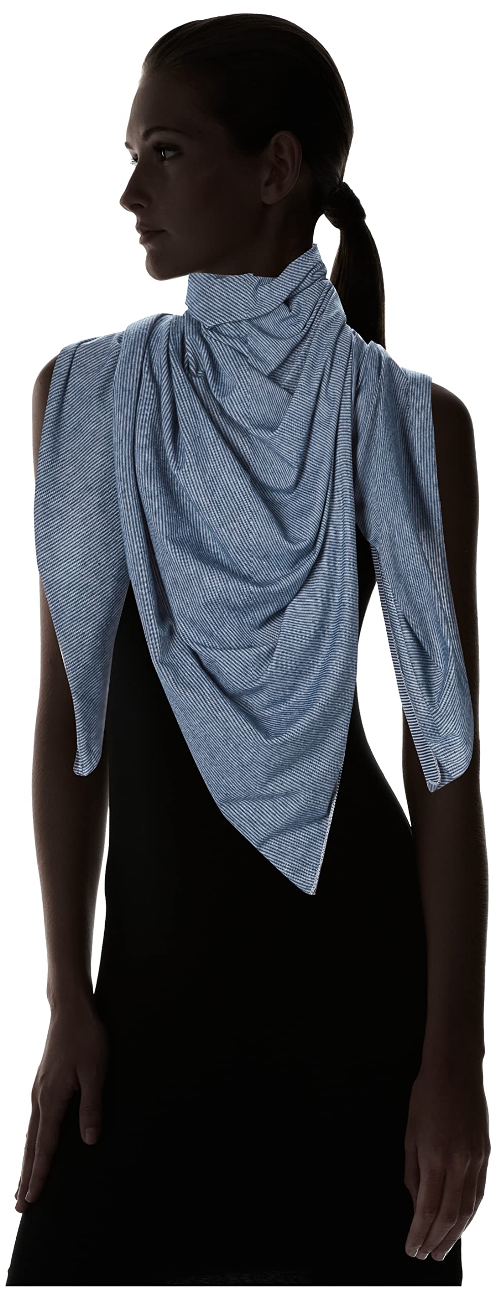 Bucky Jersey Stripe Travel Blanket Scarf - Navy Blue Striped Comfort Accessory for Airplane, Car & Outdoor Use - One Size Fits All
