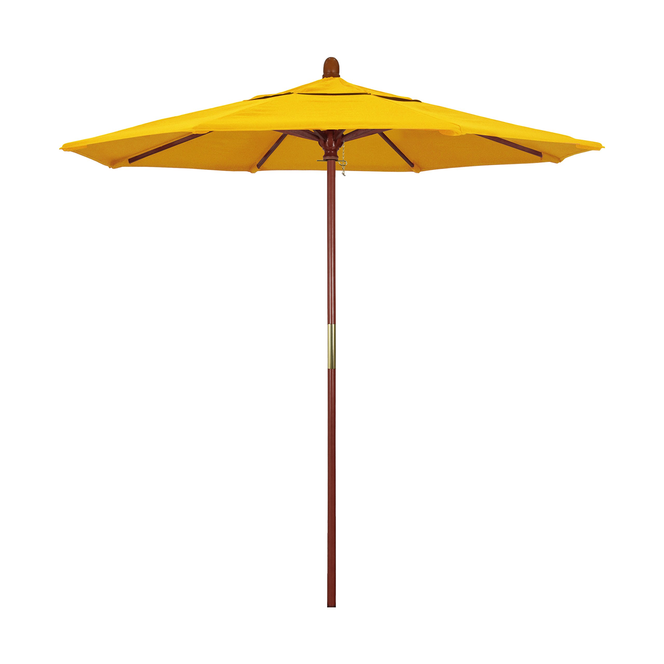 7.5' Round California Market Umbrella with Hardwood Frame & Stainless Steel Hardware - Push Open Design in Olefin Lemon Fabric for Patio, Garden, Poolside and Outdoor Dining