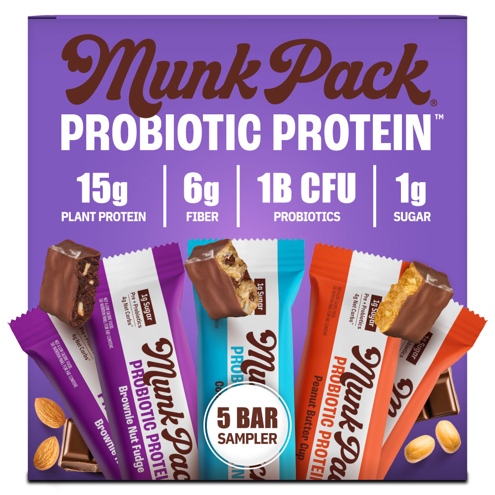 Probiotic Protein Bar Variety Pack - 5 Count | High Protein Snack for Weight Loss, Energy & Gut Health | Perfect for Gym, Work & On-the-Go Nutrition