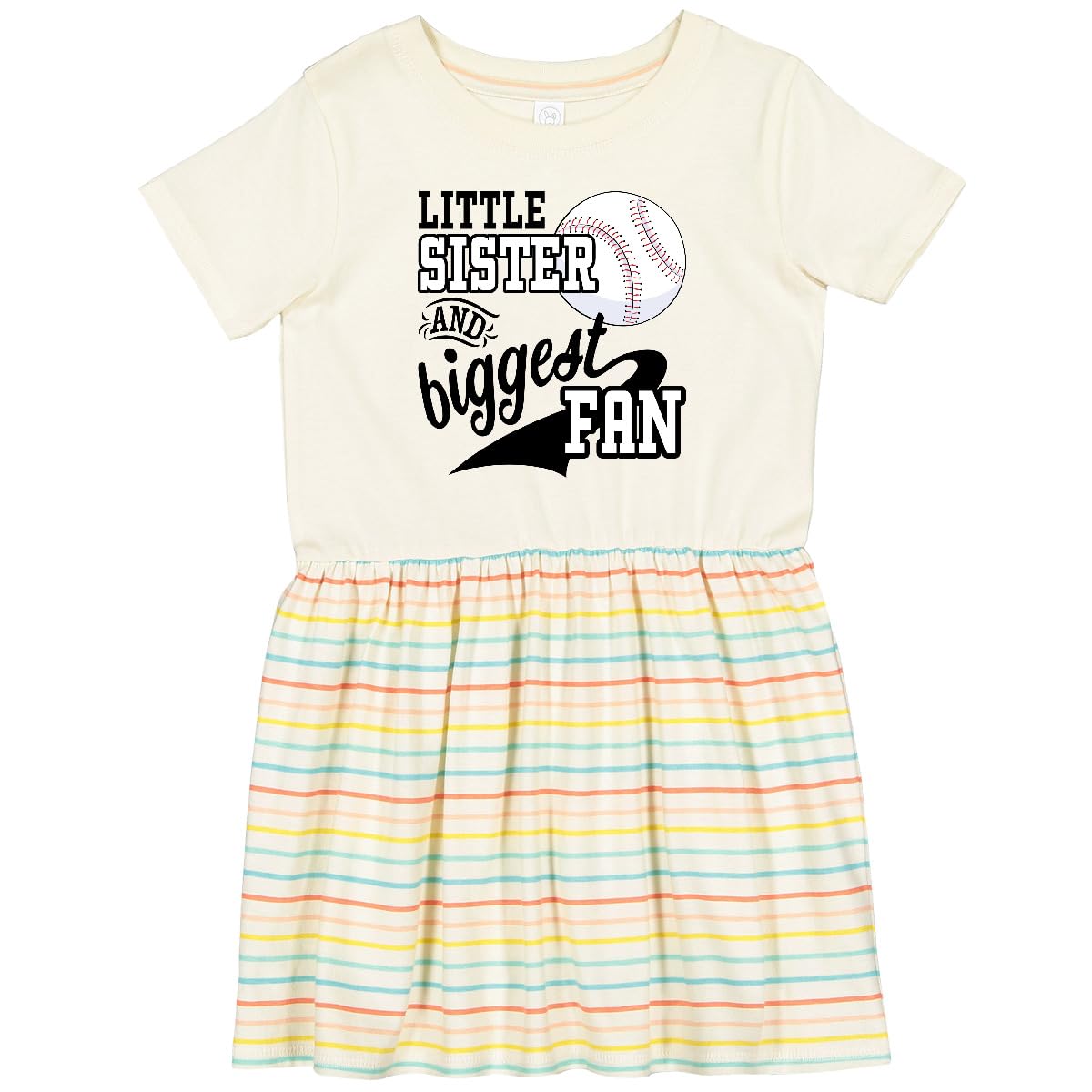 Inktastic Little Sister & Biggest Baseball Fan Toddler Dress - Cute Baseball Themed Outfit for Baby Girls, Perfect for Game Day, Family Photos & Playdates