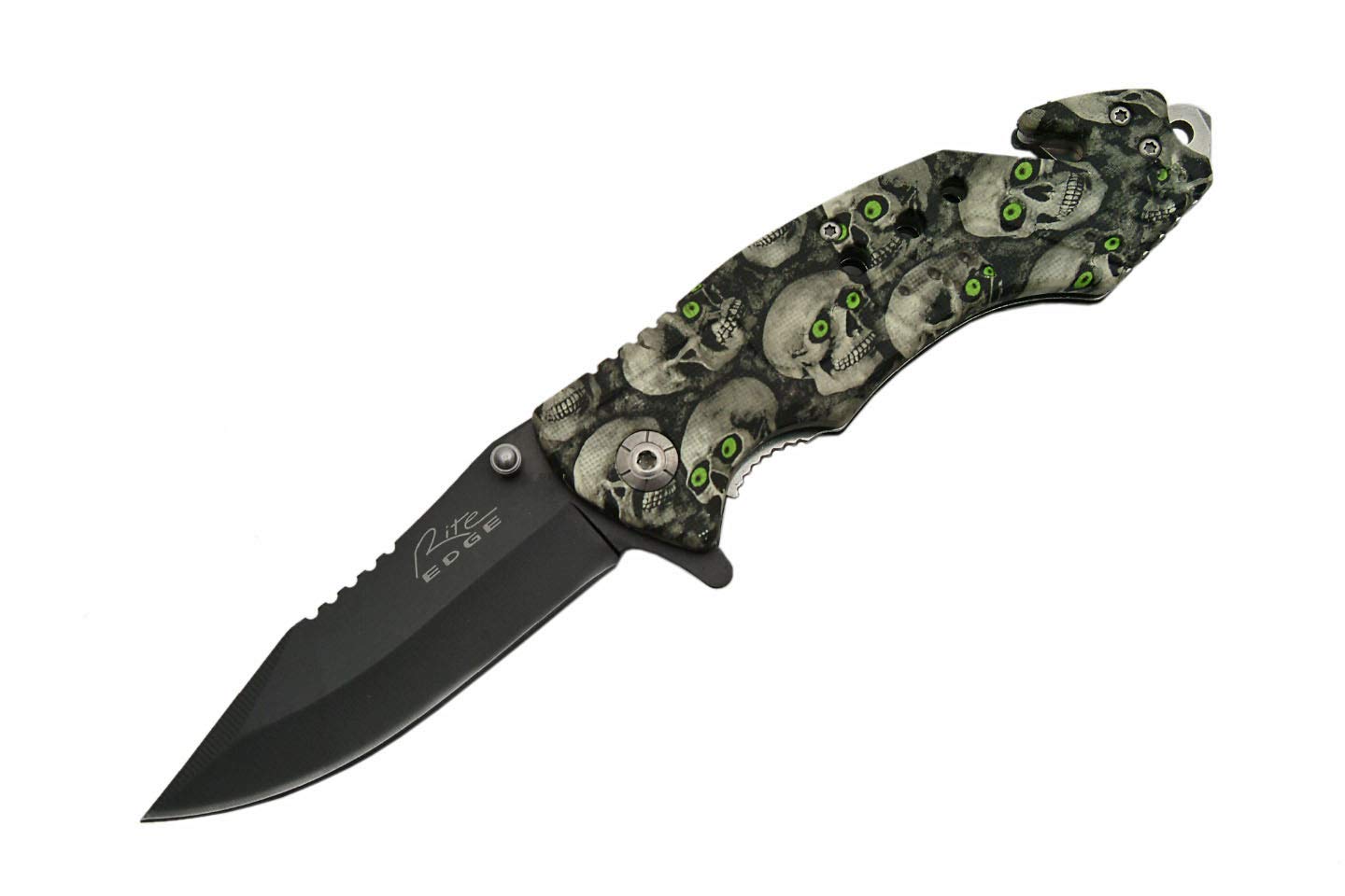 SZCO Supplies Skull Eyes Assisted Opening Knife - Tactical Folding Pocket Knife with Quick-Release for Outdoor, Camping, and Everyday Carry (EDC)