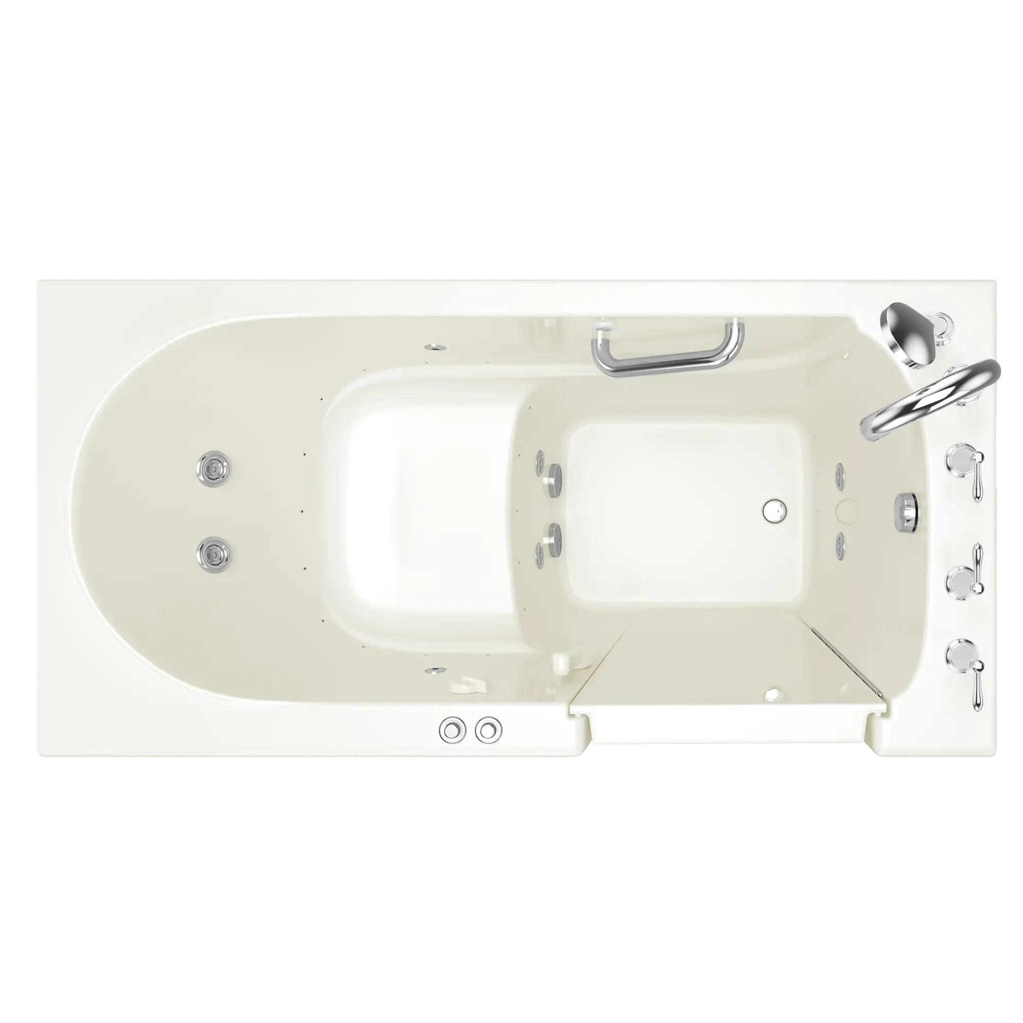 60x30 Inch Gelcoat Walk-In Bathtub with Whirlpool & Air Spa System - Right Hand Drain - Perfect for Elderly & Mobility Needs - ADA Compliant Soaking Tub for Relaxation & Hydrotherapy at Home
