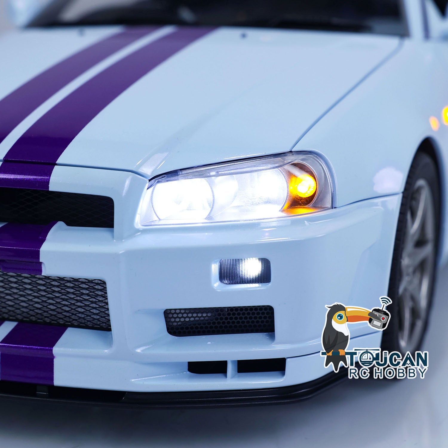 1/8 Scale R34 RC Racing Car 4WD High Speed Remote Control Drift Car with Metal Chassis, Smoke & Sound Effects - Ready to Run (RTR) - Perfect for Off-Road Racing, Drifting & Backyard Fun
