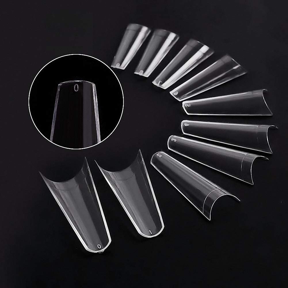 500pcs Clear Acrylic Nail Tips - Natural False Nails Half Cover for DIY Nail Art - 10 Sizes for Salon & Home Manicure - Perfect for French Tips, Extensions & Nail Enhancements
