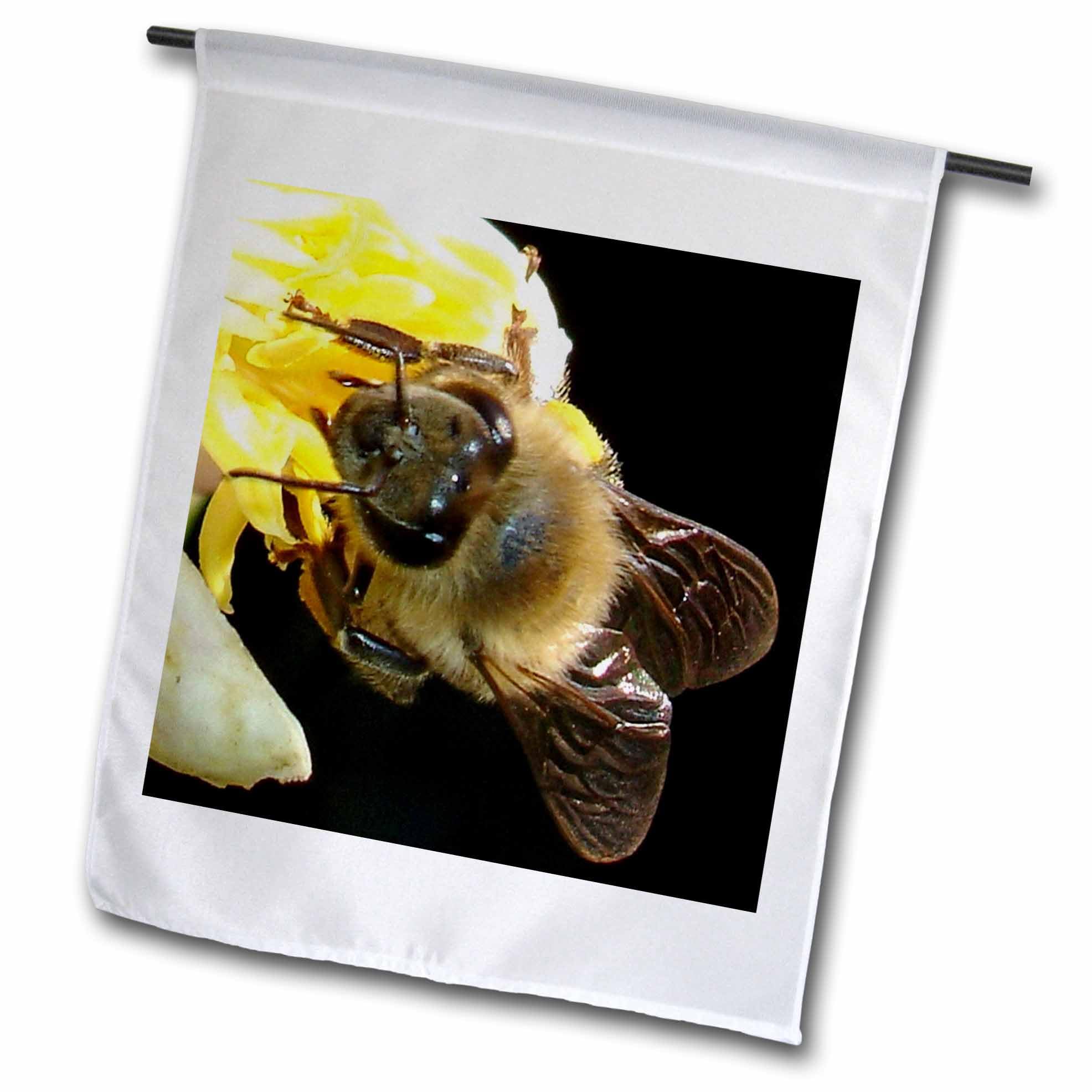3D Rose Honey Bee Garden Flag - 12x18 Inch Outdoor Decorative Flag for Yard, Patio, and Porch - Cute Insect Themed Spring & Summer Decor for Home and Garden