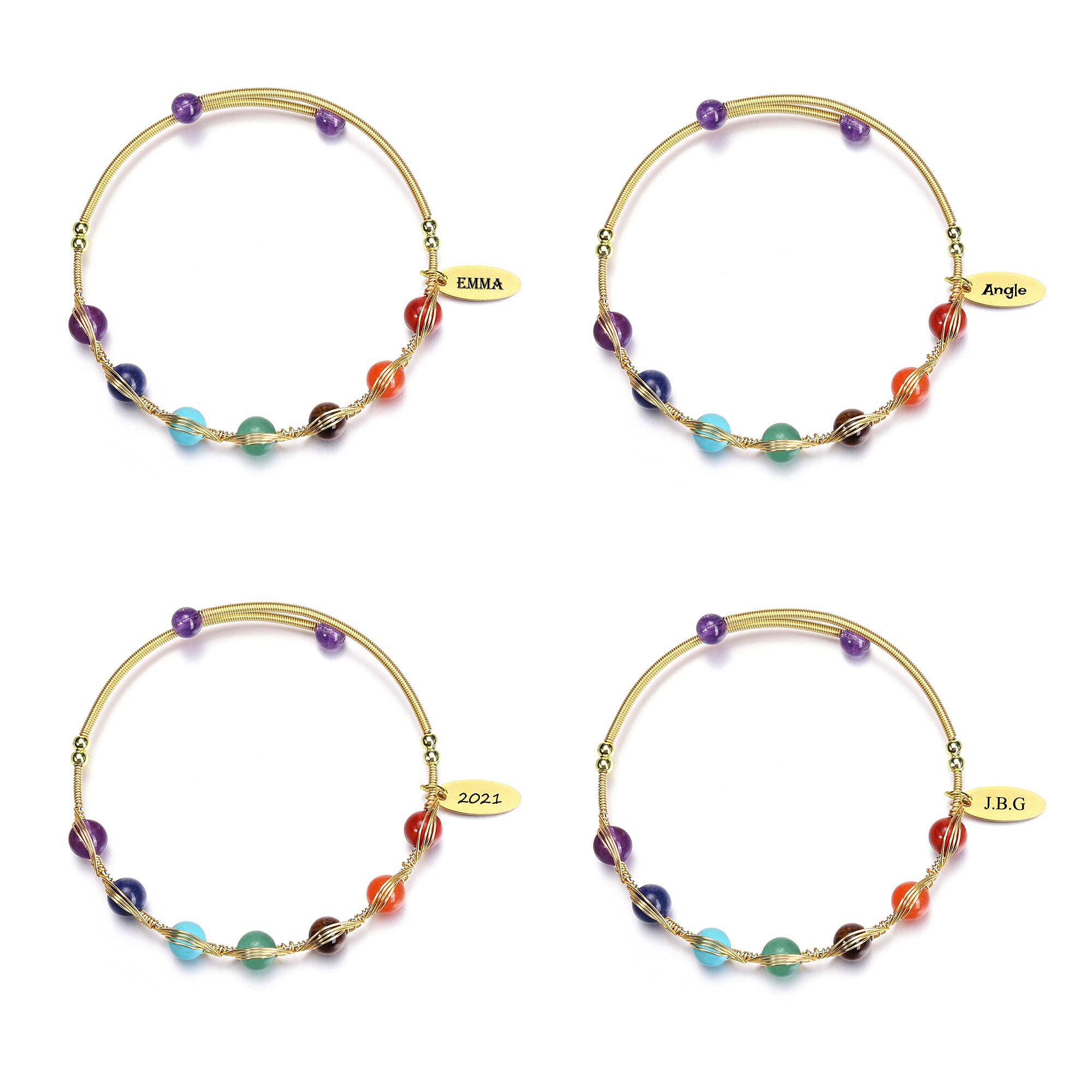 7 Chakra Healing Crystal Stone Bead Adjustable Ankle Bracelet - 14K Gold Plated Spiritual Jewelry for Women, Ladies Birthday Gift & Mom Present | Yoga, Meditation, Energy Balancing Accessory