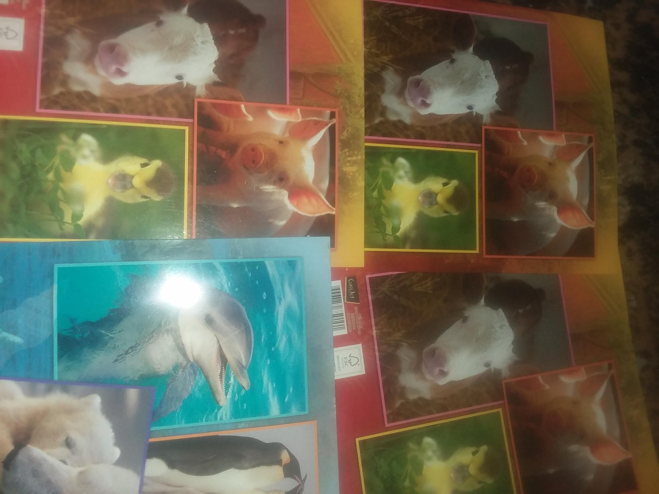 4-Pack Animal-Themed Folders - Mule, Pig, Bird, Dolphin & Bear - Fun & Durable for School, Office & Home Organization