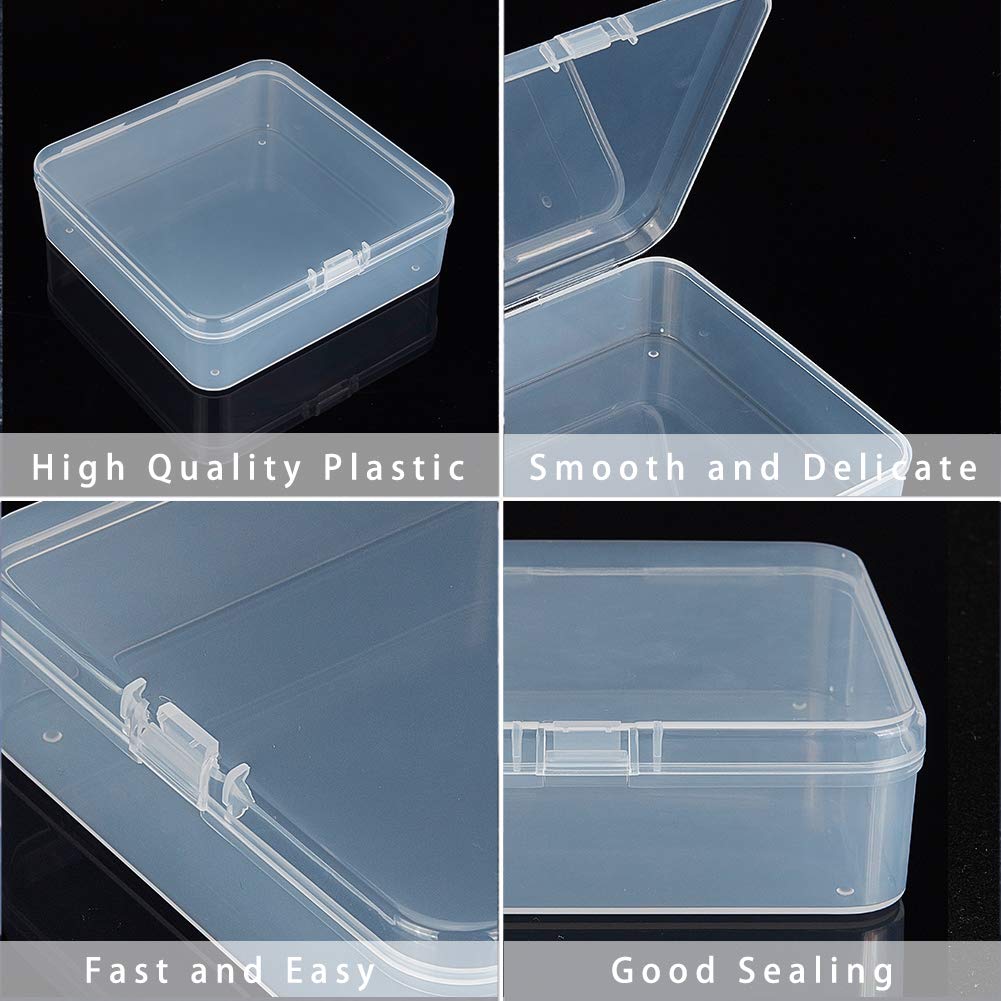 BENECREAT 8 Pack Clear Plastic Storage Boxes with Lids - 4.5x4.5x1.4 Inch Square Organizer Containers for Beads, Coins, Jewelry Findings, Watch Parts & Craft Supplies - Perfect for DIY Projects, Home Organization & Small Item Storage