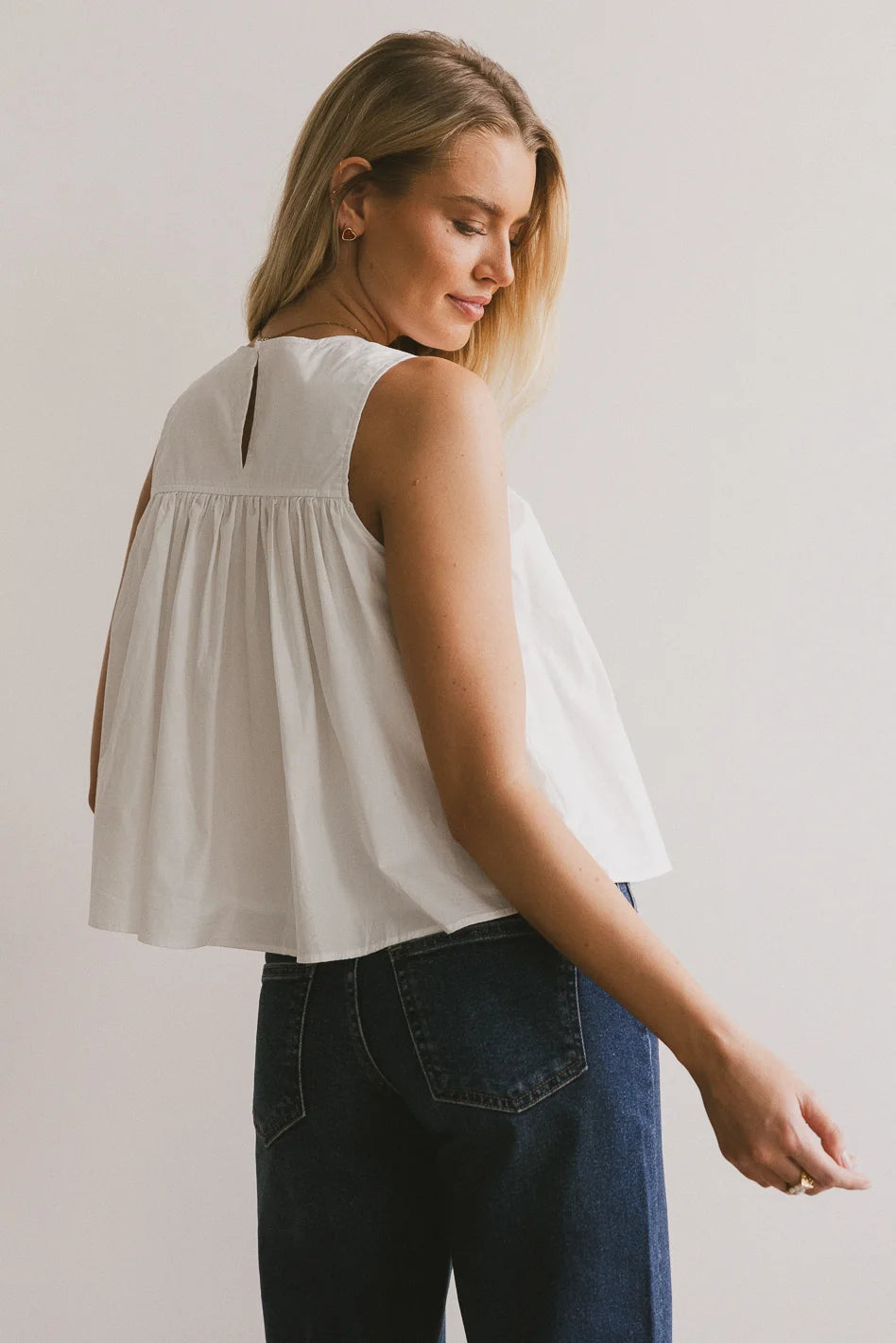 Anselle Women's Elegant Swing Blouse - White Flowy Tunic Top for Casual Wear & Office Outfits | Perfect for Spring & Summer Fashion