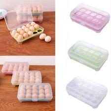 KPS 15 Grids Single Layer Egg Storage Box - Refrigerator & Kitchen Organizer | Plastic Egg Holder Tray for Fresh Eggs | Perfect for Fridge, Pantry, and Farmhouse Use