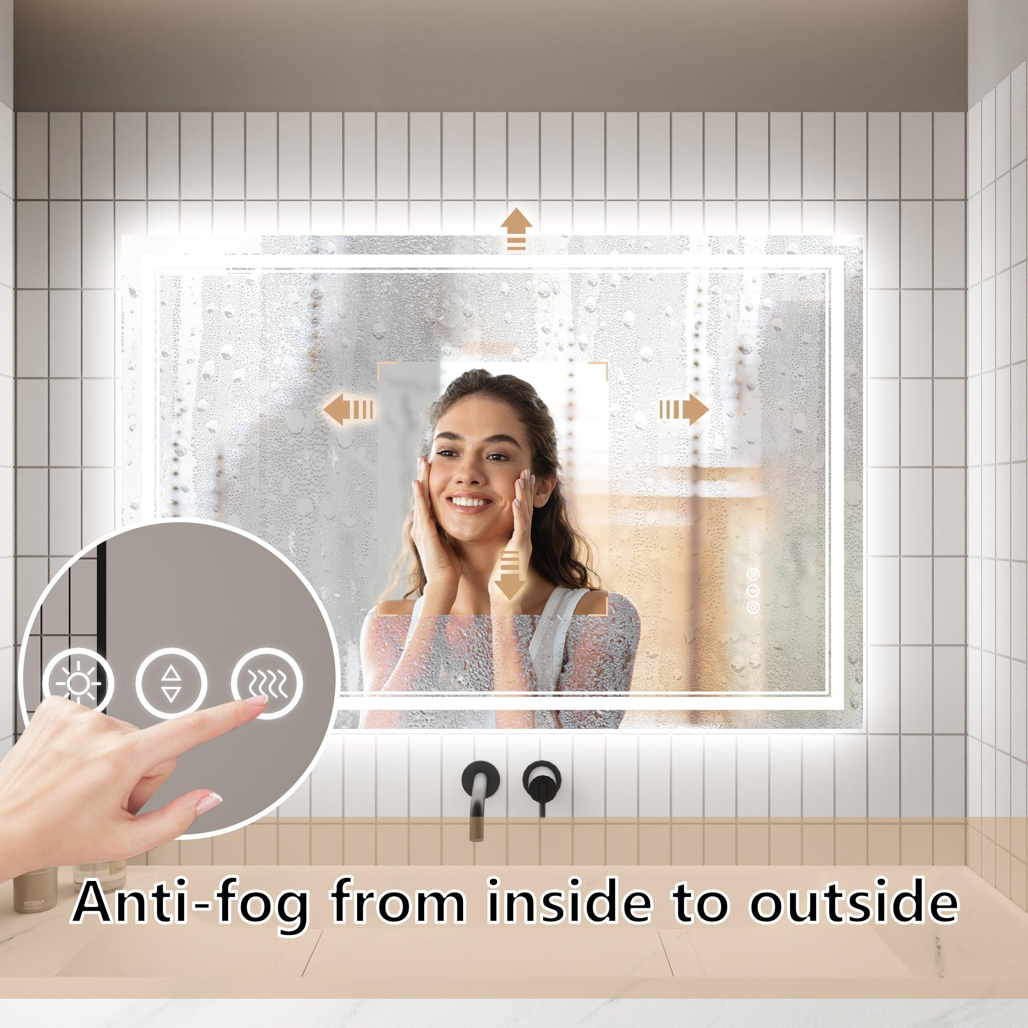 Anti-Fog LED Bathroom Mirror with Dimmable Backlit & Touch Switch - GlareGuard Illuminated Vanity Mirror for Makeup, Shaving & Home Decor