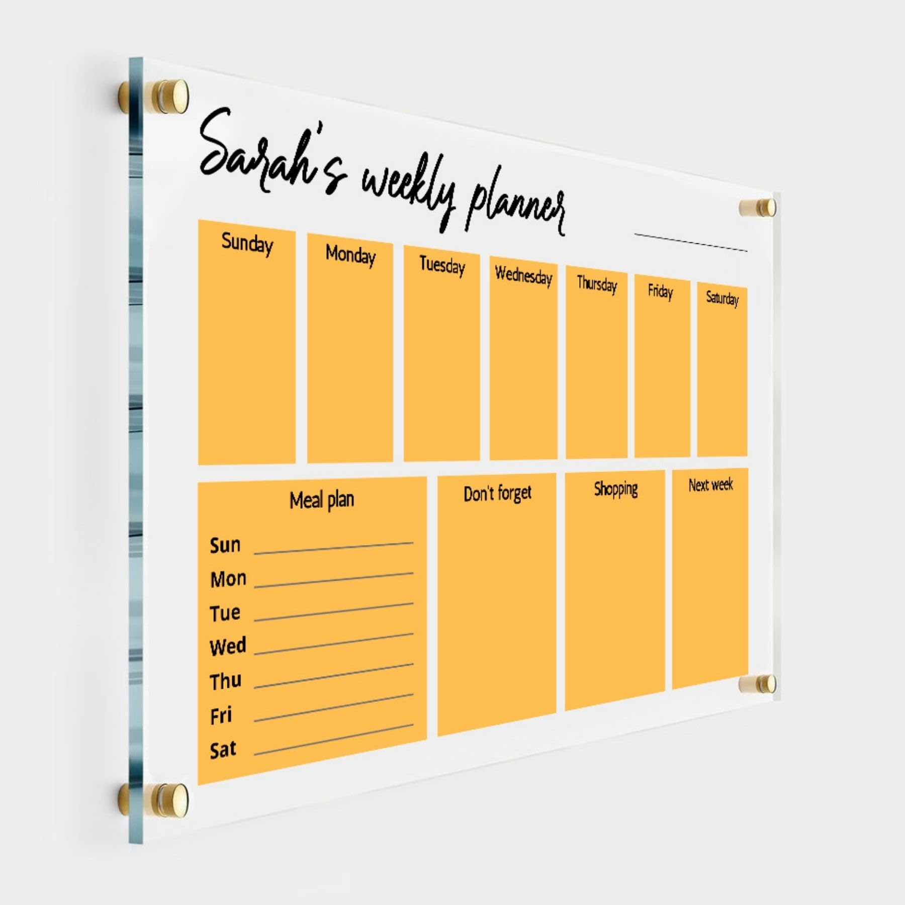 Personalized Acrylic Family Planner Wall Calendar 2025 - Dry Erase Monthly & Weekly Transparent Calendar for Home, Office & School Organization - Perfect for Kitchen, Fridge & Family Planning