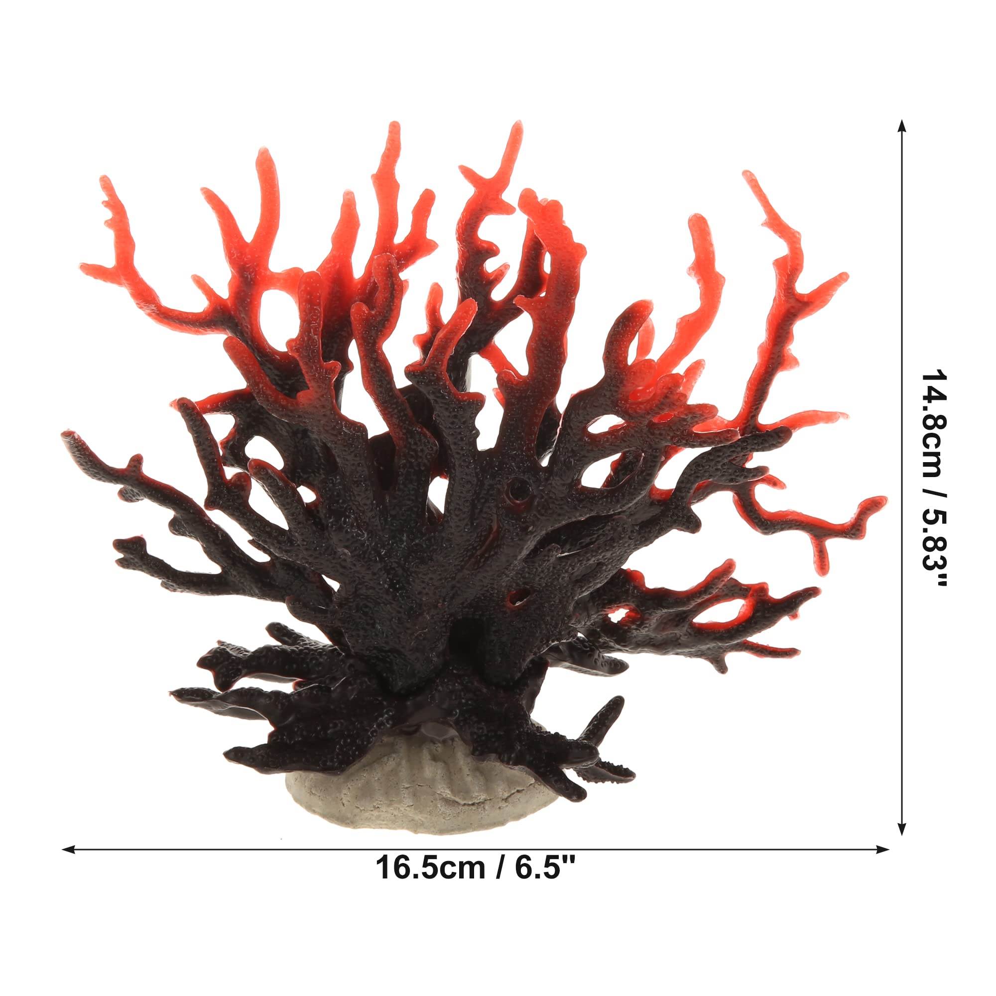 VOCOSTE Mini Faux Coral Reef Decor for Aquarium - 6.5x5.83 Inch Black Red Artificial Coral Ornament | Perfect for Fish Tank, Home Decor, Office Desk & Marine Theme Parties