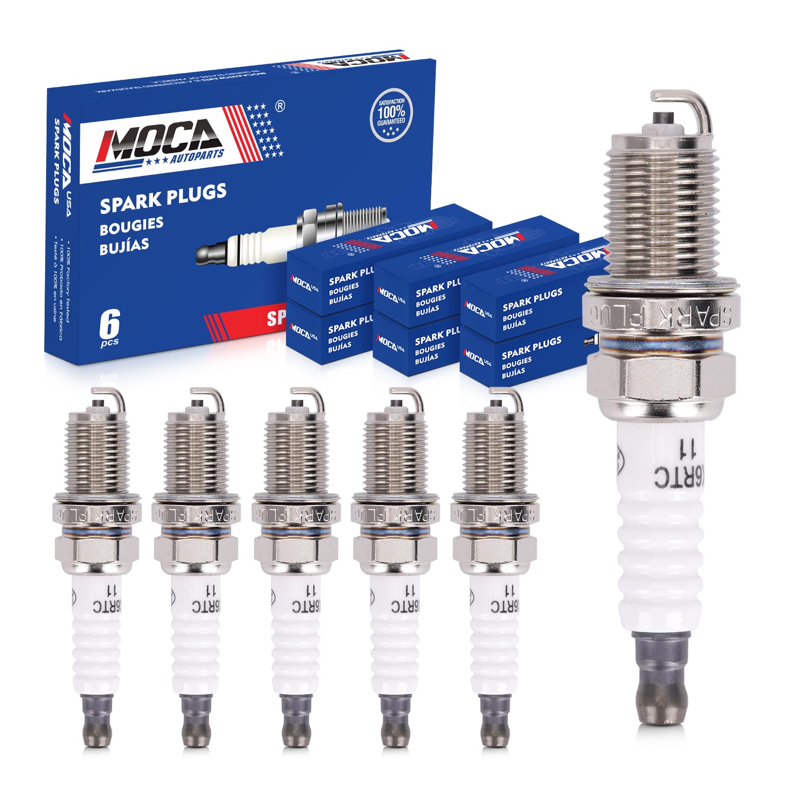 6-Pack MOCA 6962 Spark Plugs - Compatible with 2005-2007 Chevrolet Cobalt 2.0L, 1999-2002 Daewoo Leganza 2.2L, 2000-2002 Dodge Neon 2.0L | High Performance Ignition Replacement for Smoother Engine Operation & Better Fuel Efficiency