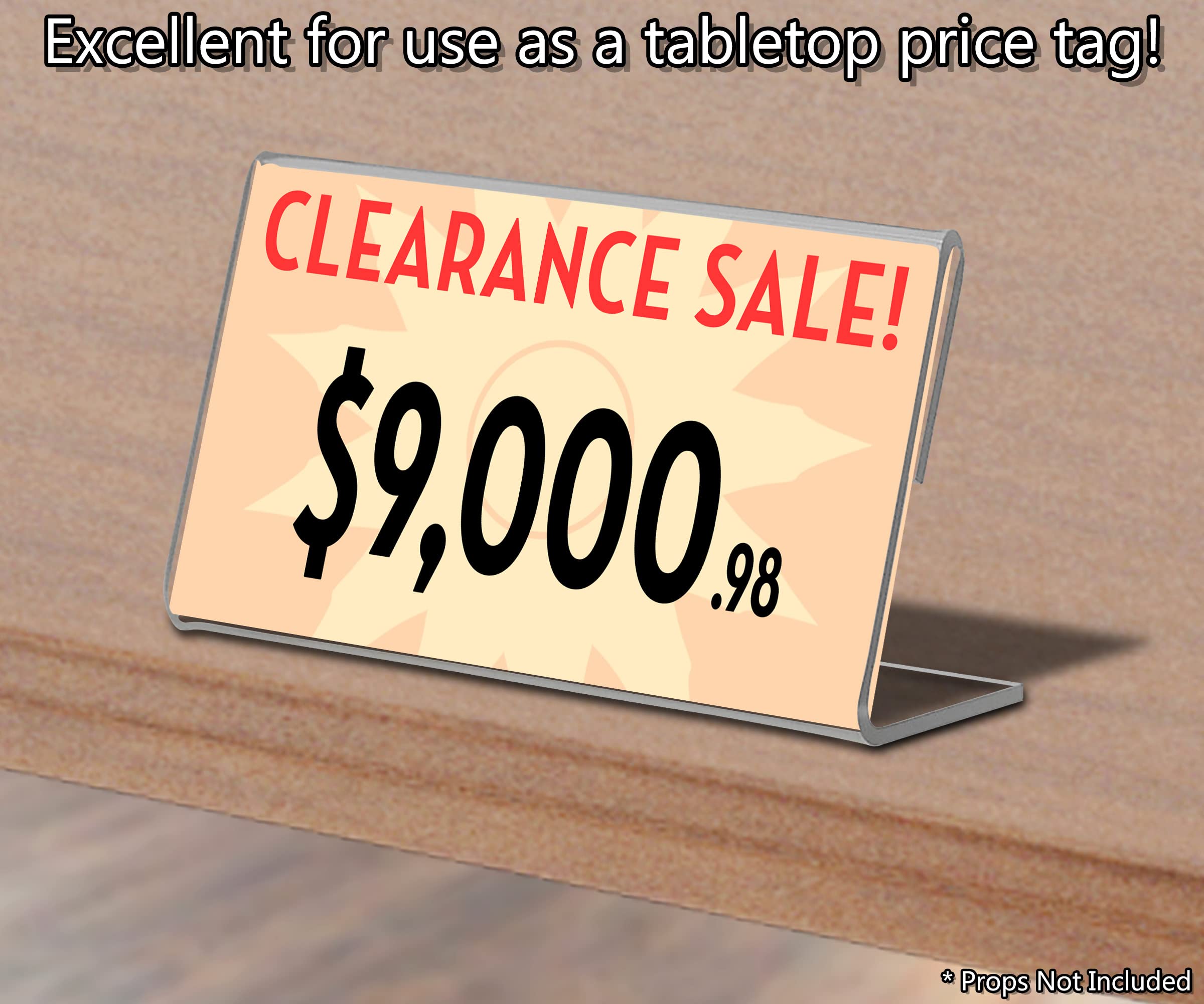 12 Pack Small Clear Acrylic Sign Holders - 3.5 x 2 Inch Countertop Business Card Display with Slant Back - Perfect for Catering, Ice Cream Flavor Labels, Name Place Seating & Retail Marketing Displays