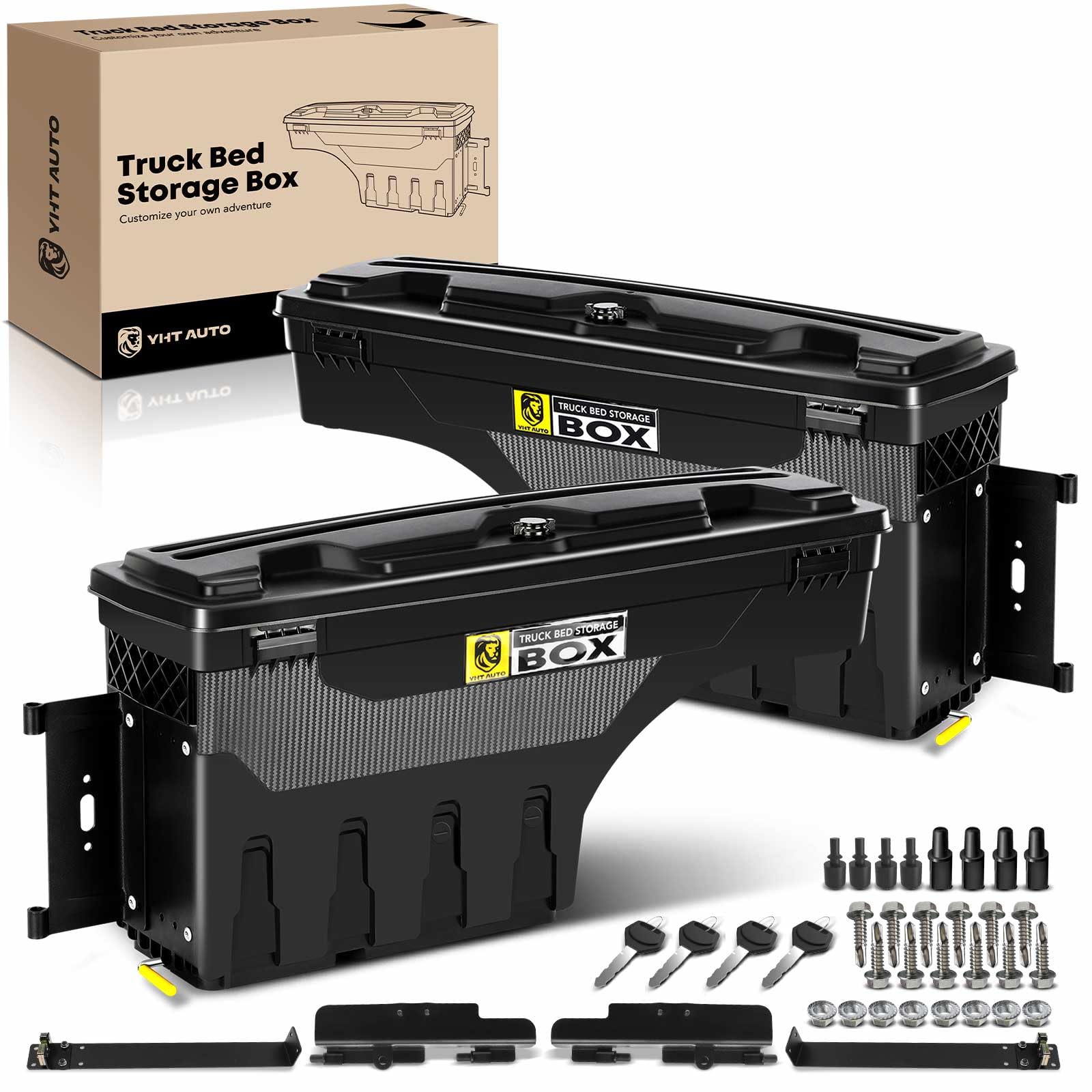 Lockable Truck Bed Tool Box Set of 2 - Waterproof Swing Wheel Well Storage Compatible with 1997-2014 Ford F-150 & 2004 F-150 Heritage Fleetside (No Bed Rail) | Secure Tool Organization for Pickup Trucks, Camping Gear & Work Equipment Storage