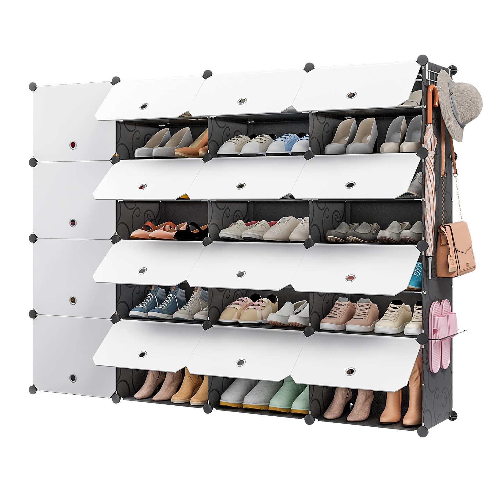 Aeitc 64 Pairs Expandable Stackable Shoe Rack Organizer - Space Saving Shoe Storage Cabinet for Entryway, Hallway & Closet | Perfect for Small Apartments, Dorm Rooms & Tight Spaces