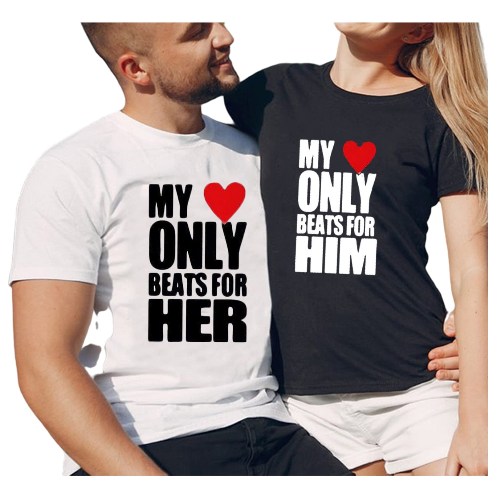 Valentine's Day Matching Couple T-Shirts - Short Sleeve Graphic Tees for Anniversary & Holidays - Cute Couple Outfits for Date Night & Romantic Getaways