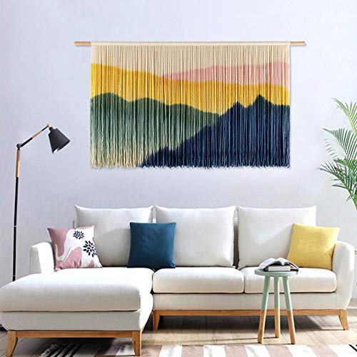 Hand-Woven Cotton Tapestry Wall Hanging - 59x35.4 Inch Boho Home Decor, Bedroom & Living Room Artwork | Aurtem Knotted Knitting Textile for Bohemian Style Interior Design