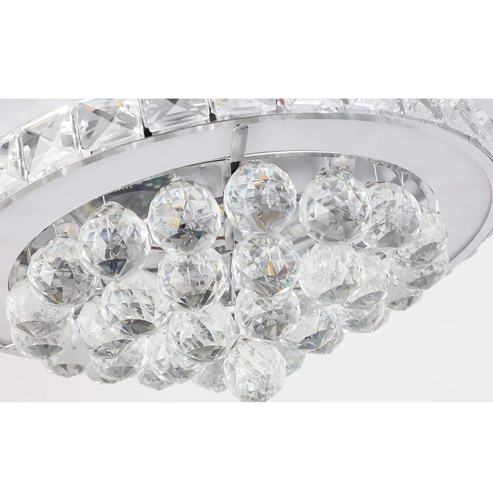 42 Inch Retractable Crystal Ceiling Fan with Remote Control - 3 Speed LED Chandelier Fan, Ultra Quiet Modern Invisible Ceiling Fan Light for Living Room, Dining Room, Bedroom - Silver | Perfect for Home Cooling & Stylish Lighting