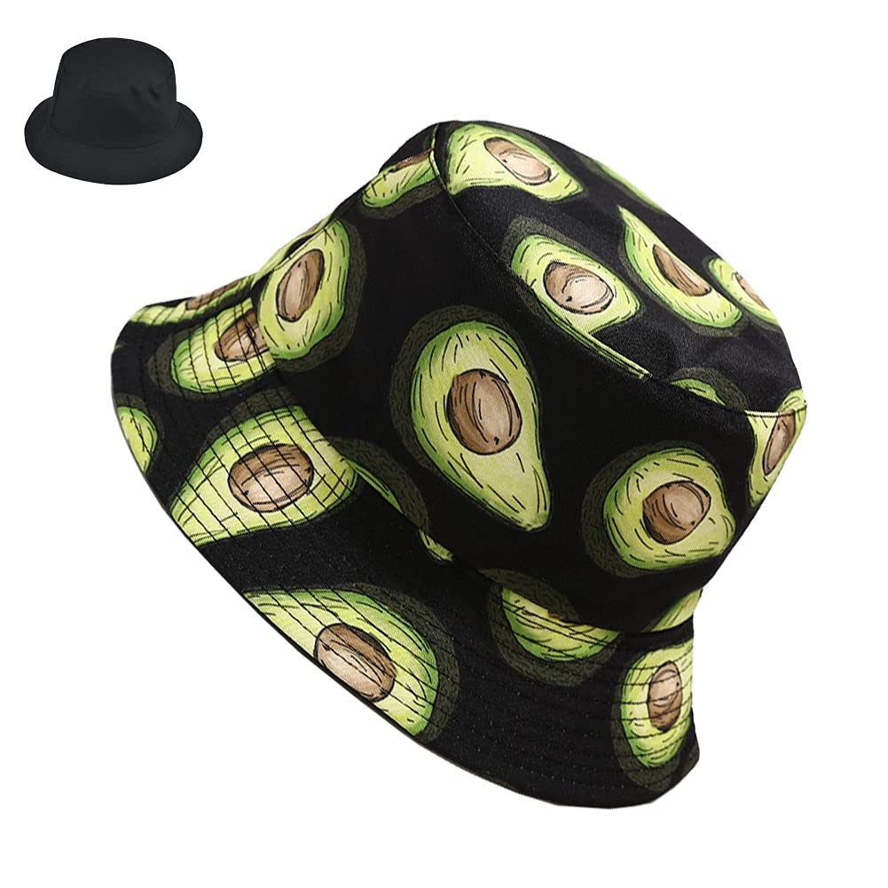 FASHIXD Reversible Bucket Hats for Women & Men - Summer Fruit Print Fisherman Cap, Packable Outdoor Sun Hat for Beach, Hiking & Travel
