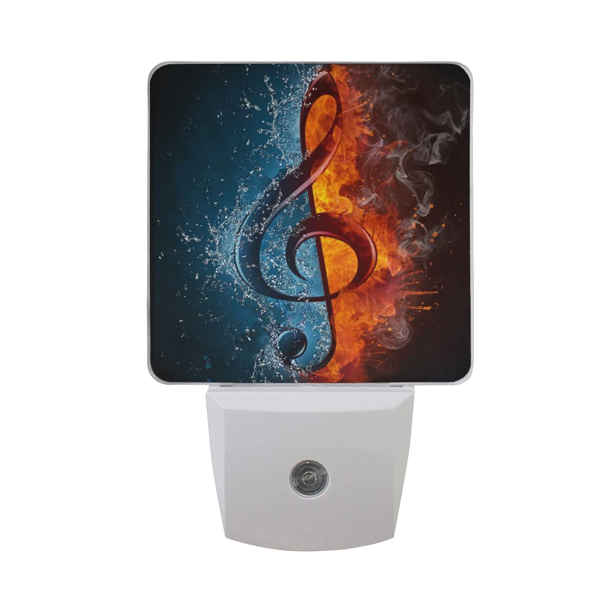 VIKKO Musical Note Night Light Plug in 2 Pack - LED Dusk to Dawn Sensor Lamp for Kids & Adults - Fire and Water Design - Perfect for Bedroom, Living Room, Hallway Decor - Creates Soothing Ambiance for Sleep and Relaxation