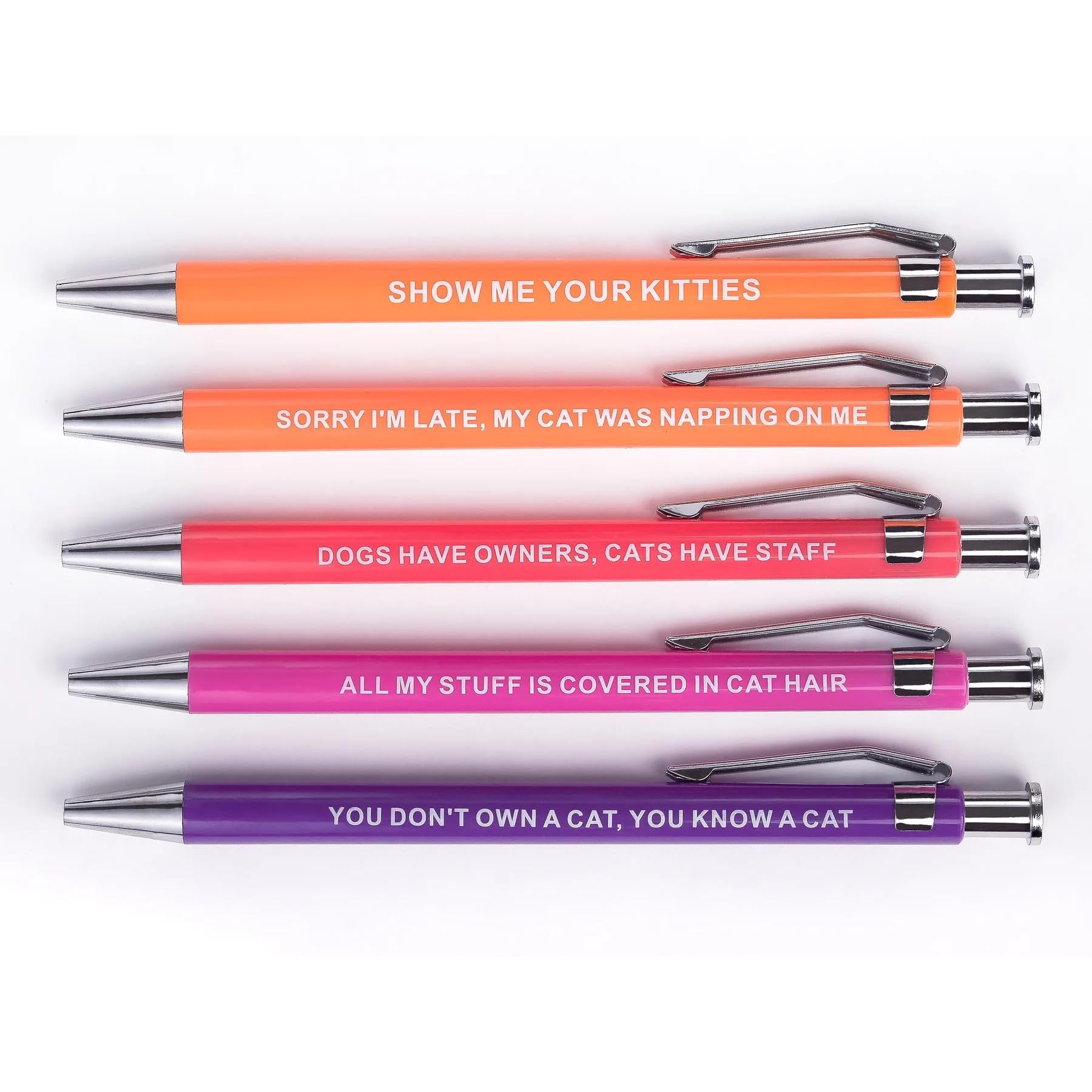 Funny Cat Pens for Cat Lovers - Humorous Saying Ballpoint Pens | Perfect Office Gag Gift for Pet Owners, Coworkers & Cat Enthusiasts | Great for Birthday Gifts, White Elephant & Secret Santa Exchanges