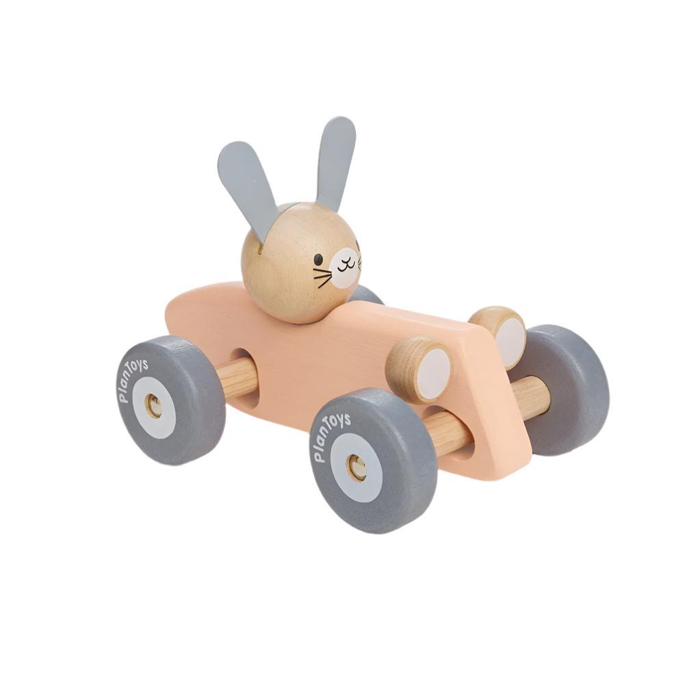 Bunny Racing Car Wooden Toy for Kids - Fun and Safe Wooden Race Car for Toddlers & Children - Perfect for Indoor Play, Birthday Gifts, and Early Learning Activities