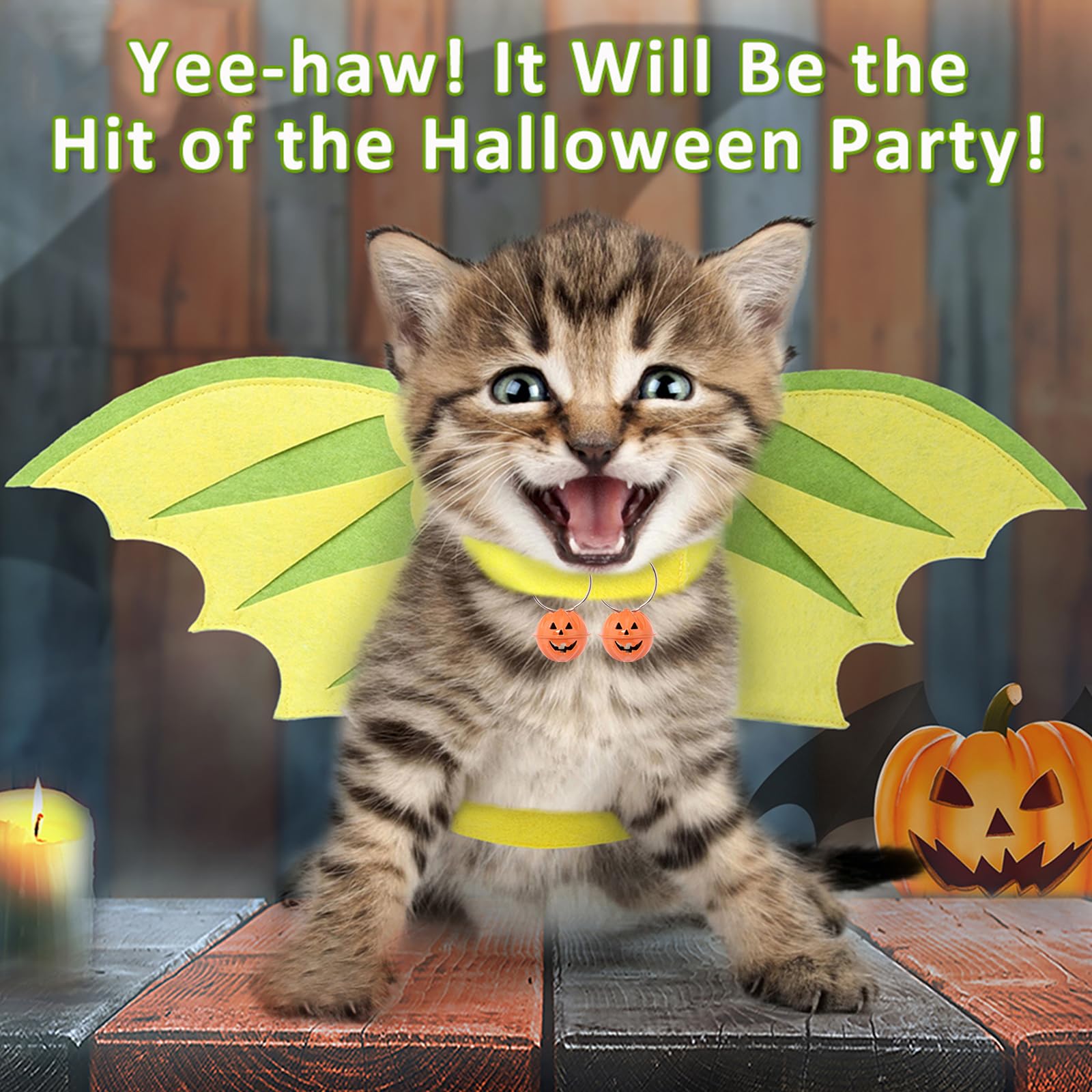 Halloween Dog Wings Costume - Dragon & Dinosaur Wings for Small Medium Large Dogs | Pumpkin Bells Pet Costume Accessories for Christmas, Birthday Parties & Cosplay Events