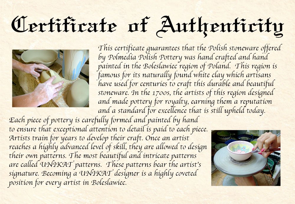Authentic Polish Pottery 10¾-inch Set of 6 Plates - Peacock & Bumble Bee Design - Handcrafted Ceramic Dinnerware with Certificate of Authenticity | Perfect for Home Dining, Wedding Gifts & Collectors