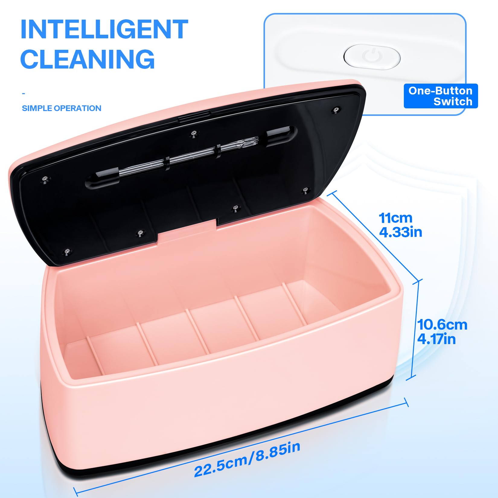 Portable 1L UV Nail Tool Sterilizer Box - High Temperature USB Sanitizer for Manicure Salon, Tattoo Equipment, Jewelry, Phone & Watch Disinfection - Perfect for Home, Salon & Travel Use (Pink)