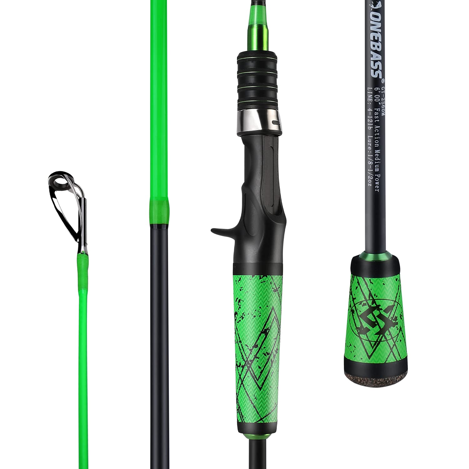 24-Ton Carbon Fiber Bass Fishing Rod - 2-Piece Casting & Spinning Rod with SuperPolymer Handle | Freshwater & Saltwater Fishing for Bass, Trout, and Walleye | Ideal for Shore Fishing, Boat Angling, and Tournament Use
