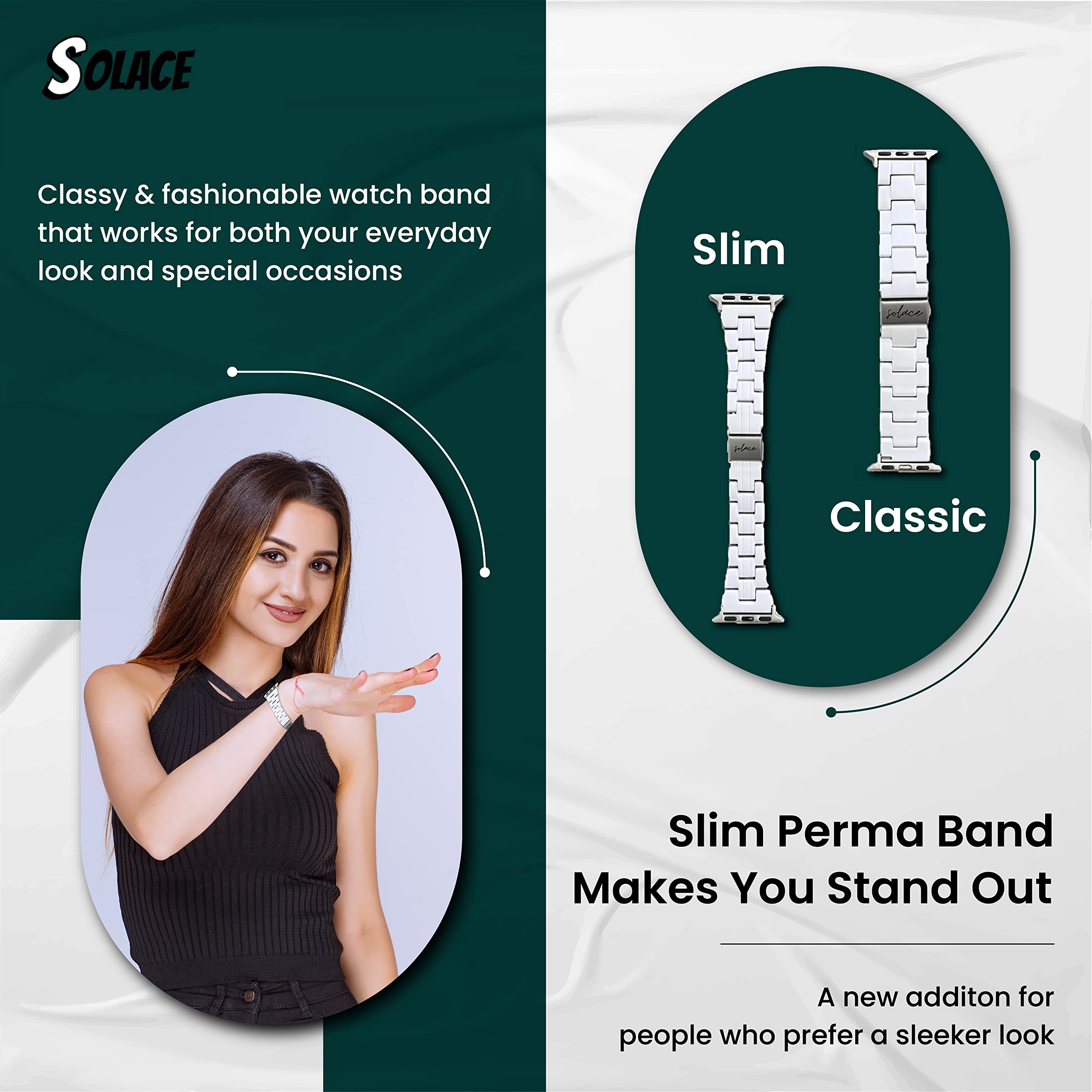 Solace Bands Slim Matte Resin Watch Band - Universal Fit for Apple Watch 38mm 40mm 41mm 42mm 44mm 45mm 49mm (All Series & Ultra) - Durable Unisex Replacement Strap for Workout, Office & Everyday Wear