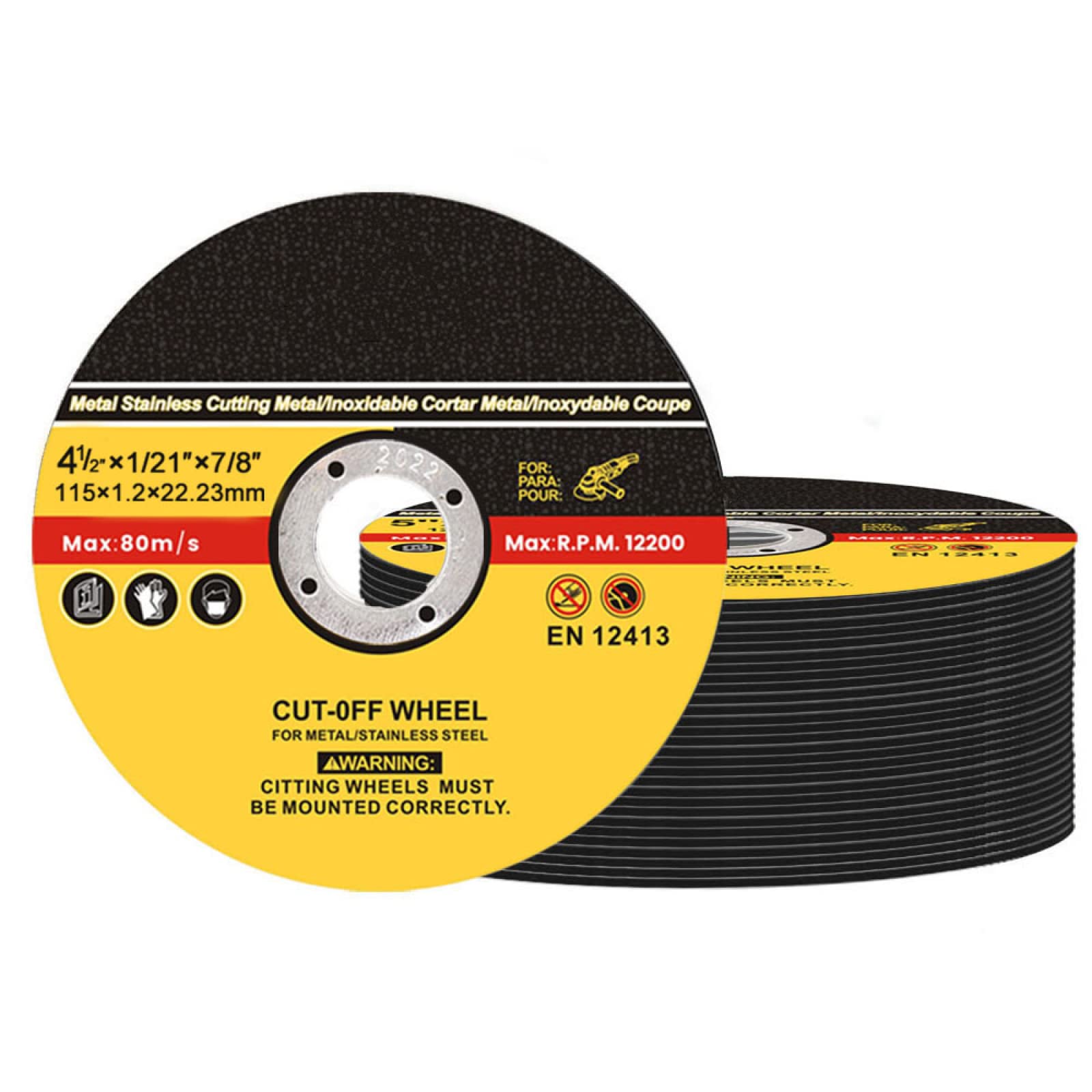 50-Piece 4.5 Inch (115mm) Resin Grinding Wheel Set - Metal Cutting Discs, Flap Sanding Discs for Angle Grinder - Perfect for Metalworking, Woodworking & DIY Projects