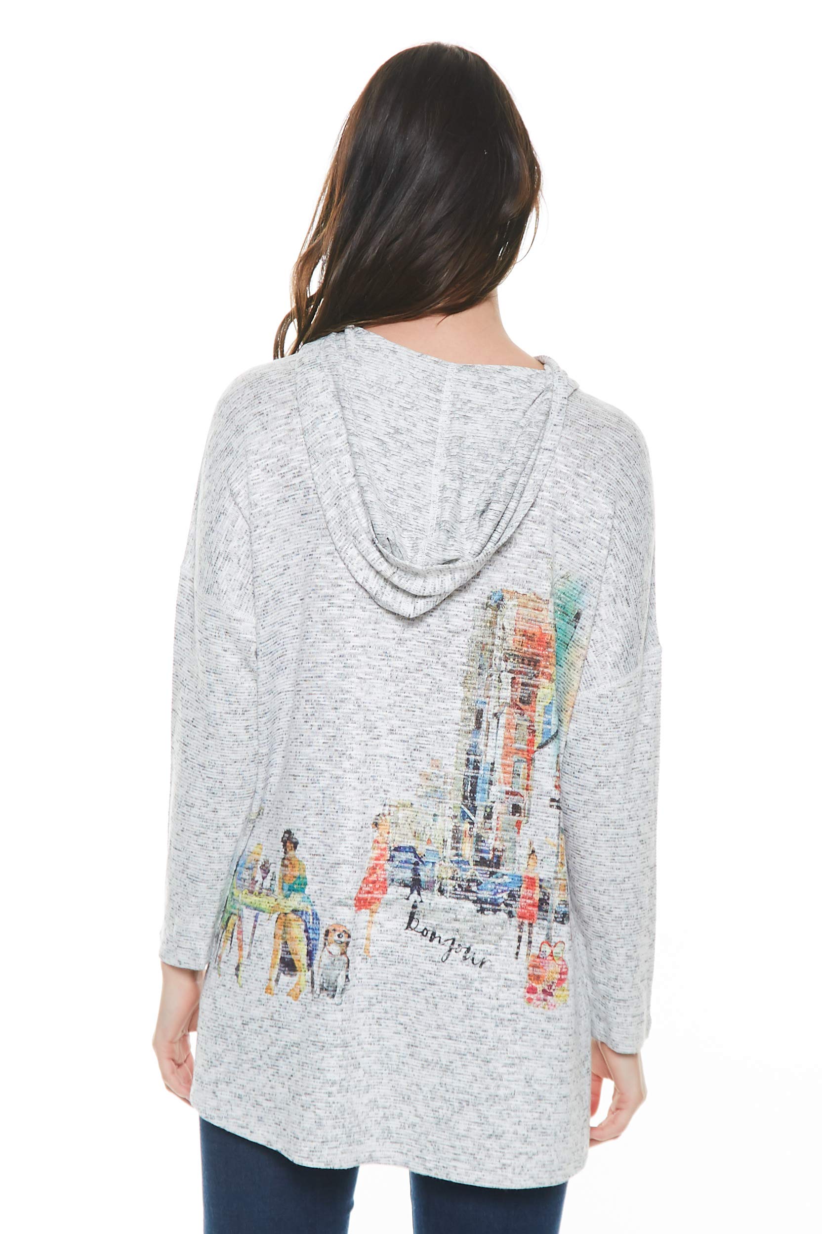 Inoah Paris Trip Long Sleeve Contemporary Fashion Pullover Hoodie Top for Women - Casual Streetwear, Travel Outfit, Fall Winter Layering