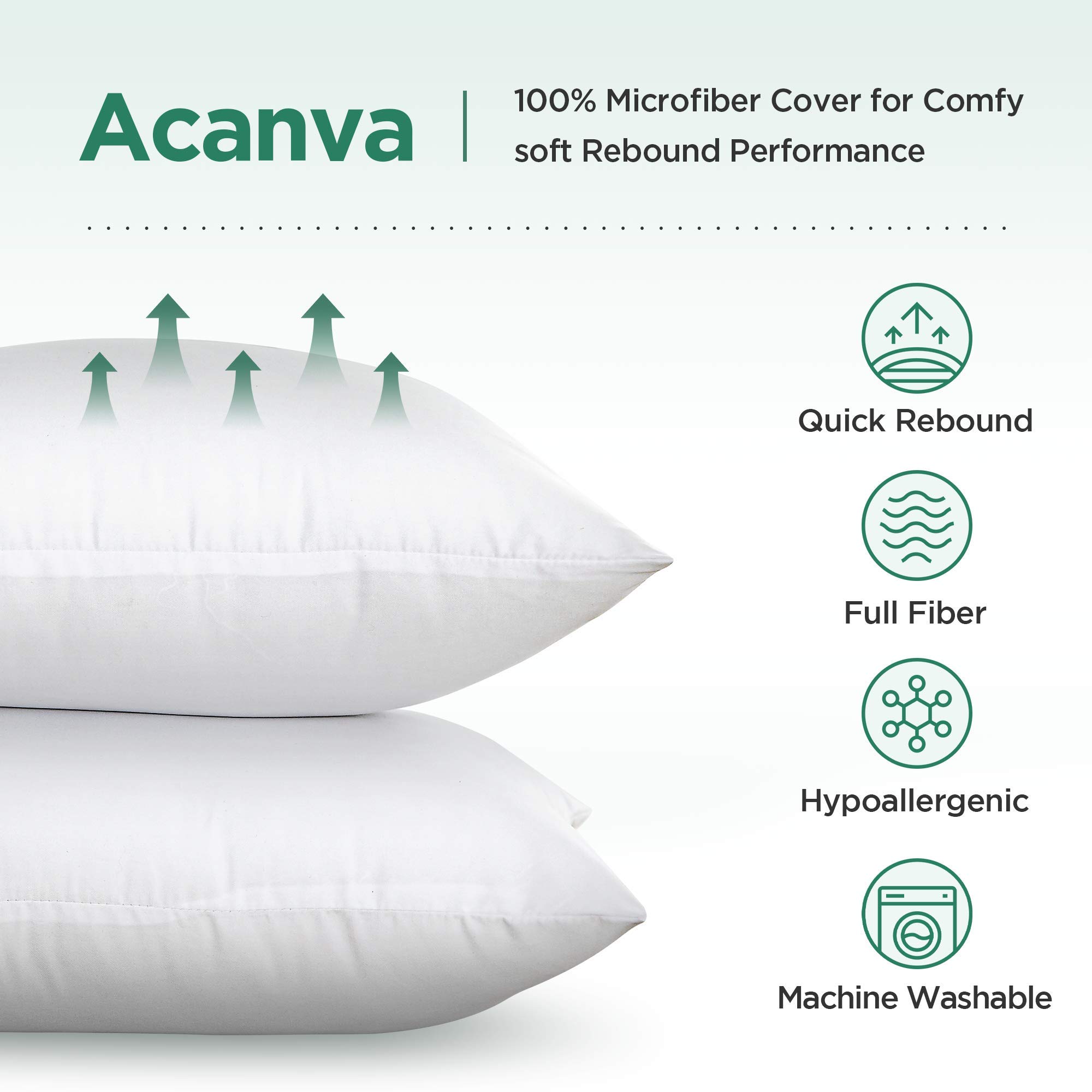 Acanva Premium 24x24 Inch Decorative Square Throw Pillow Inserts (4-Pack) - Soft White Couch Pillows for Sofa, Bed & Chairs - Perfect for Living Room Decor, Home Styling and Cozy Comfort