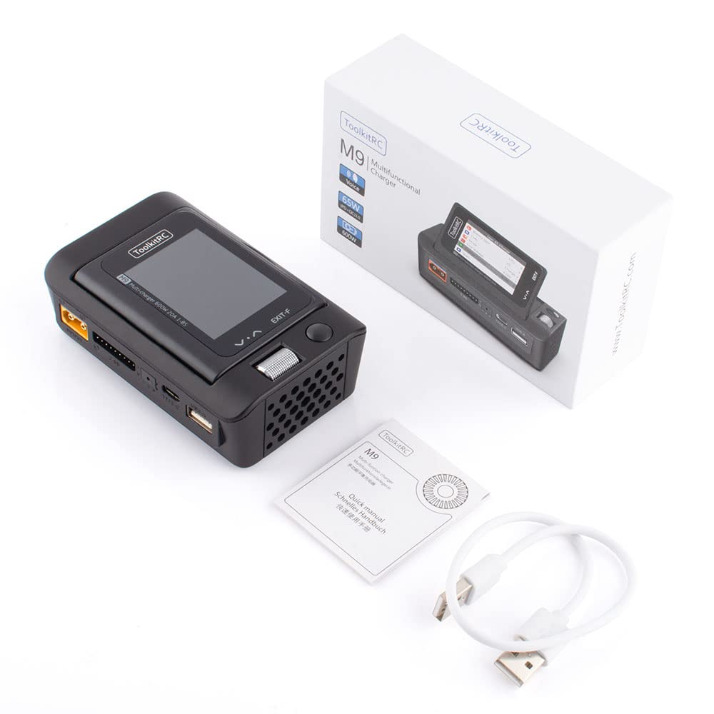 ToolkitRC M9 600W Smart Battery Charger - Dual USB Fast Charging for 1-8S LiPo/LiHV/LiFe Batteries with Audio Alert | Perfect for RC Cars, Drones, and DIY Electronics Projects