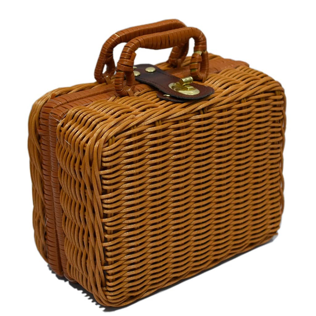 Vintage Woven Rattan Storage Basket - Picnic & Laundry Organizer for Home