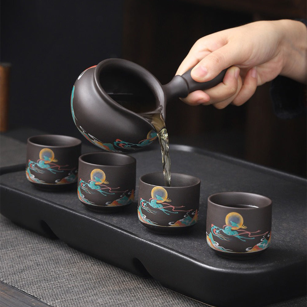Premium Purple Clay Deer Automatic Tea Set - Elegant Chinese Gongfu Tea Maker for Home & Office Use