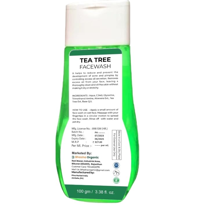 Organic Tea Tree Face Wash for Acne & Oily Skin - Natural Deep Cleansing, Anti-Bacterial - Perfect for Daily Skincare Routine & Sensitive Skin Care