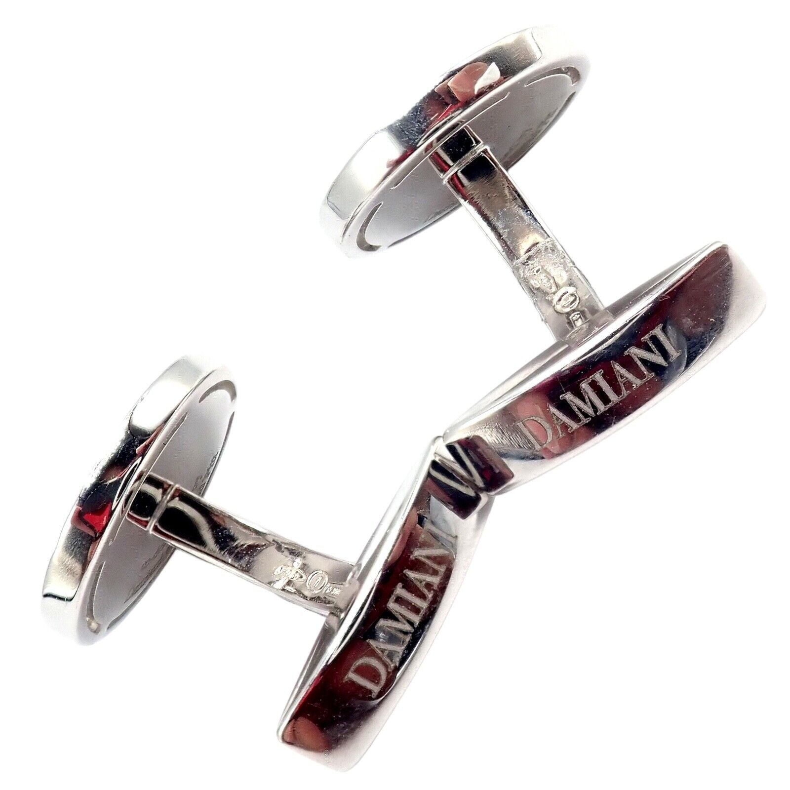 Authentic Damiani Brad Pitt 18k White Gold Diamond Black Onyx Cufflinks for Men - Luxury Gift for Weddings, Business & Formal Events