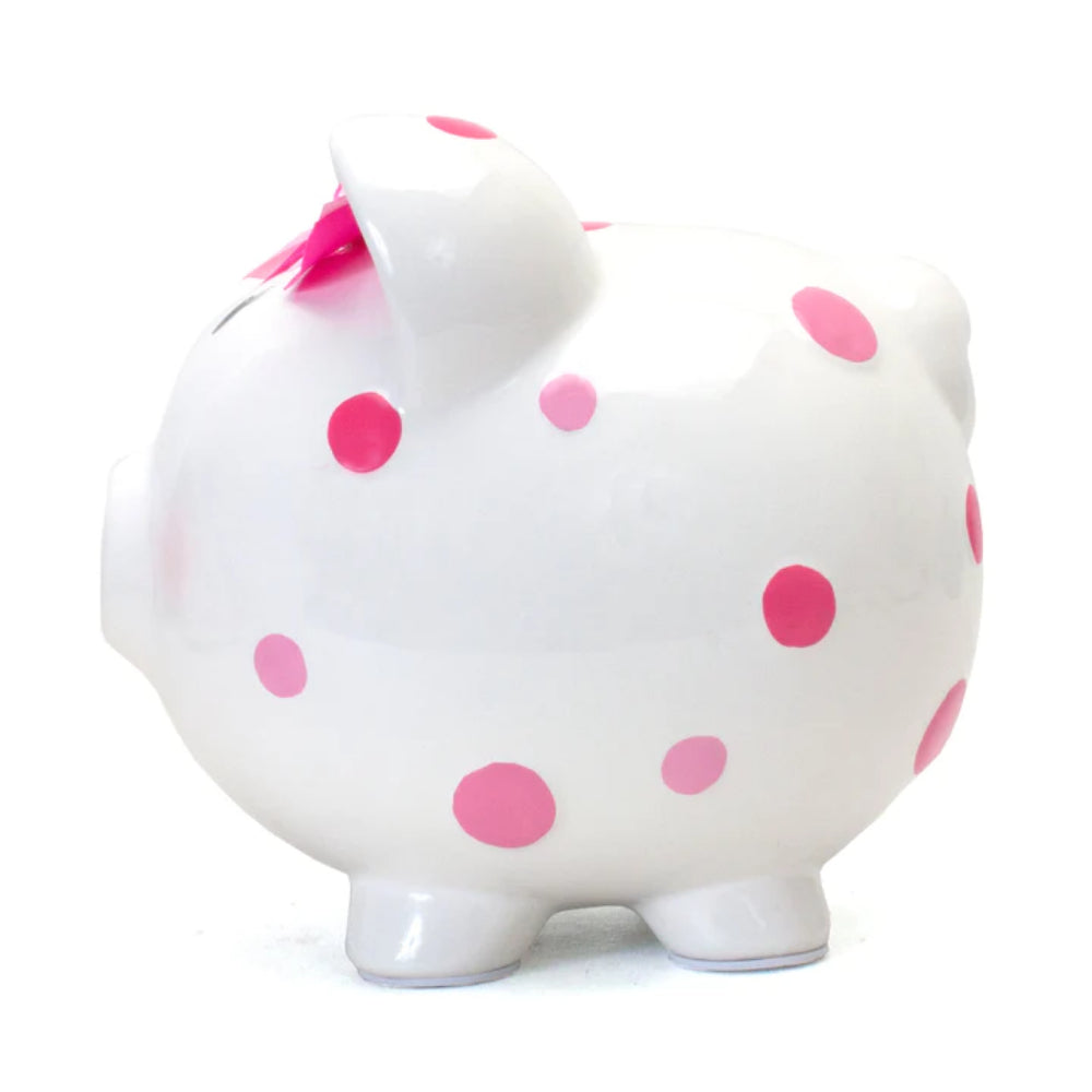 Child to Cherish Pink Multi Dot Piggy Bank - Cute Money Saving Bank for Kids, Girls & Boys - Perfect for Birthday Gifts, Allowance Tracking & Financial Education