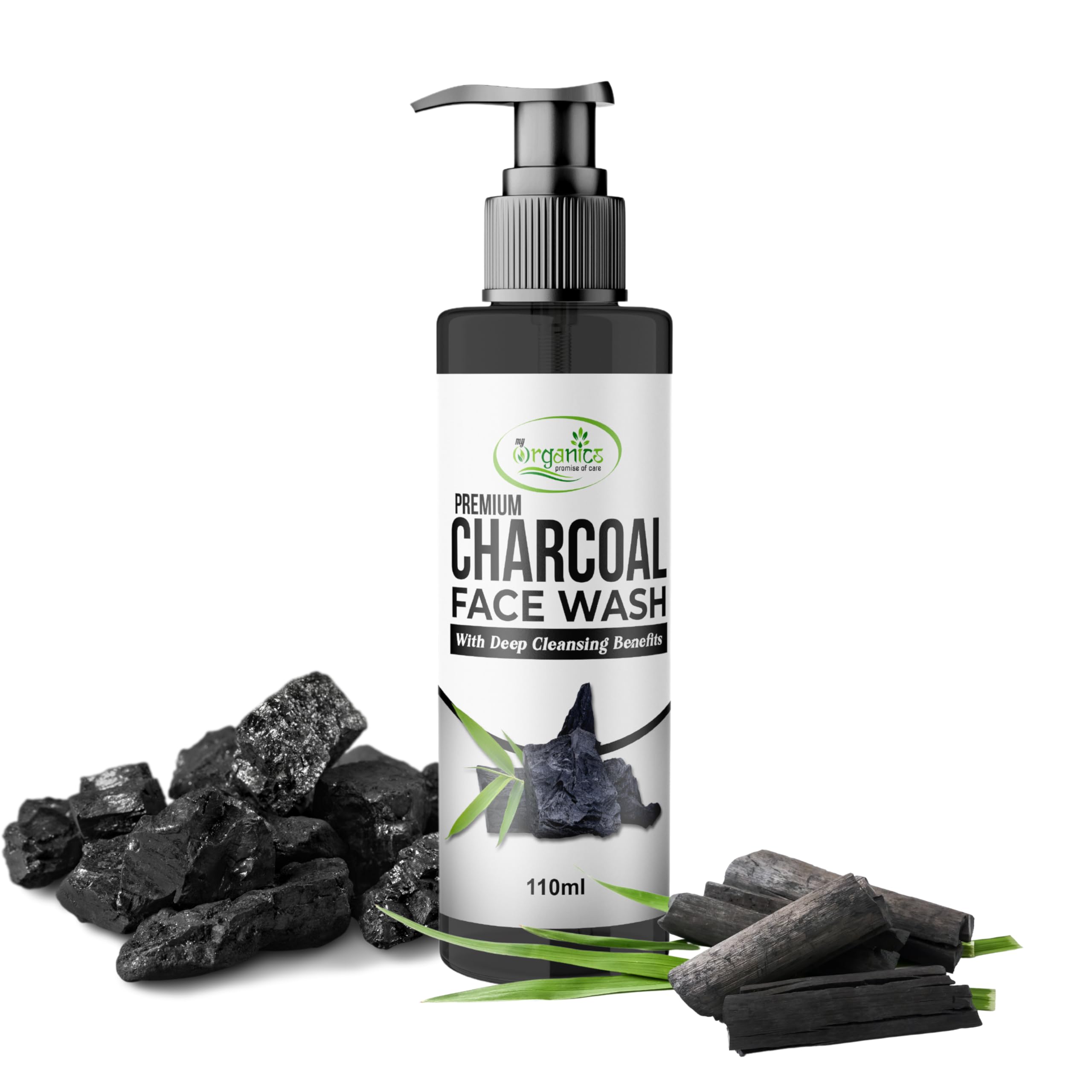 My Organics Premium Charcoal Face Wash for Deep Cleansing & Tan Removal - 110ml Detoxifying Facial Cleanser for Men & Women | Perfect for Daily Skincare Routine & Acne-Prone Skin