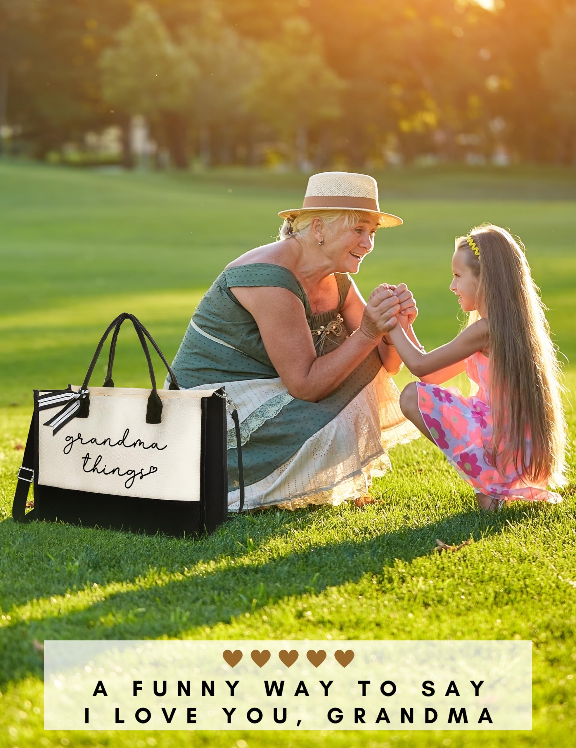 Best Gifts for Grandma from Grandchildren - Personalized Canvas Tote Bag for Mother's Day, Birthday & Anniversary - Durable Grocery Shopping & Beach Tote