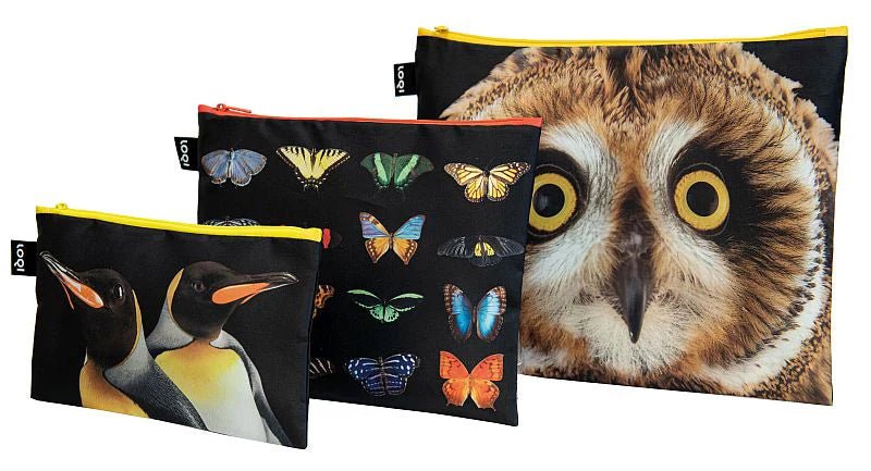 Loqi Recycled Zip Pockets - Eco-Friendly National Geographic Photo Ark Collection - Perfect for Travel, School & Office Organization