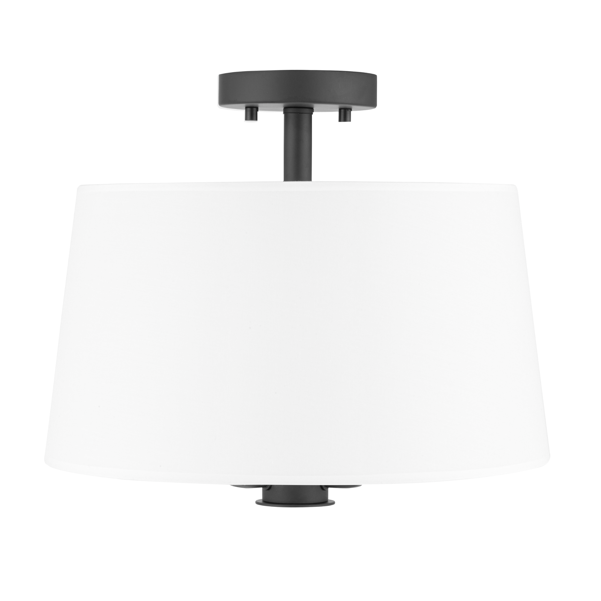 3-Light Billet Convertible Pendant/Semi-Flush Mount Ceiling Light Fixture - Matte Black with Fabric Shades - Perfect for Dining Room, Kitchen Island, or Bedroom Lighting