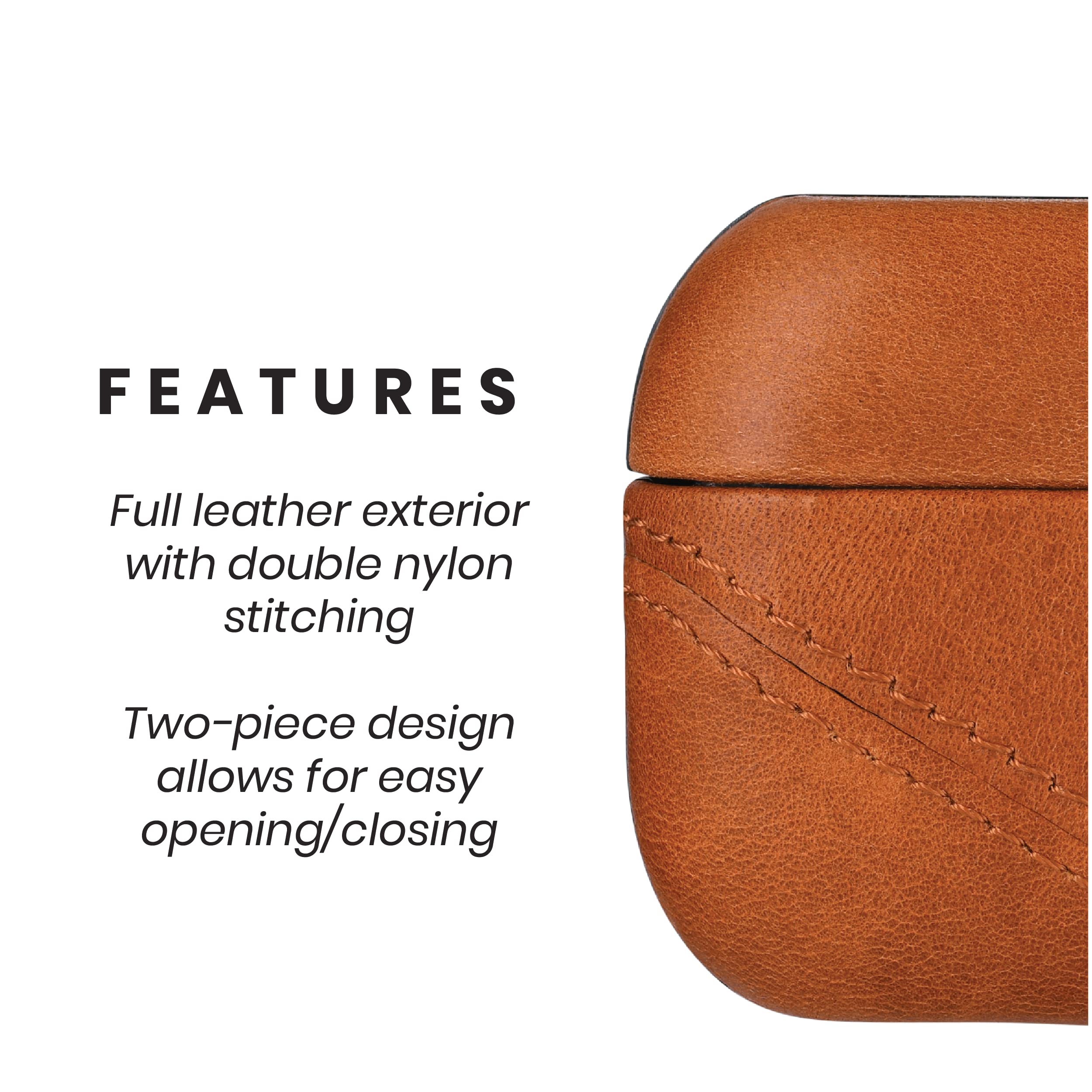 Premium Leather Case for AirPods Pro - Bullstrap Genuine Leather Cover with Wireless Charging & Two-Piece Design (Sienna Brown) | Protective Case for Gym, Travel & Everyday Use