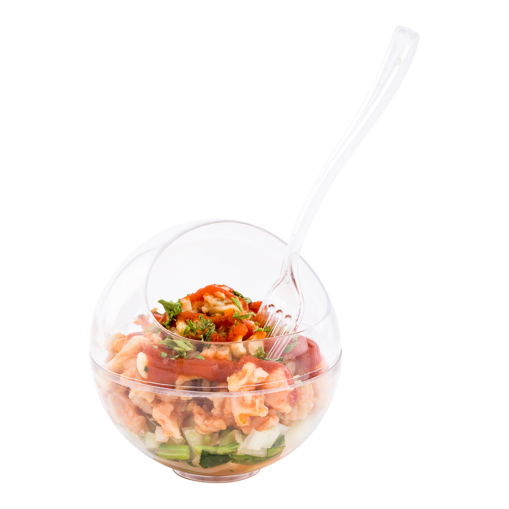 100-Pack 3 oz Clear Plastic Balloon Bowls & 100 Silver Mini Forks - Perfect for Party Decor, Baby Showers, Weddings, and Events
